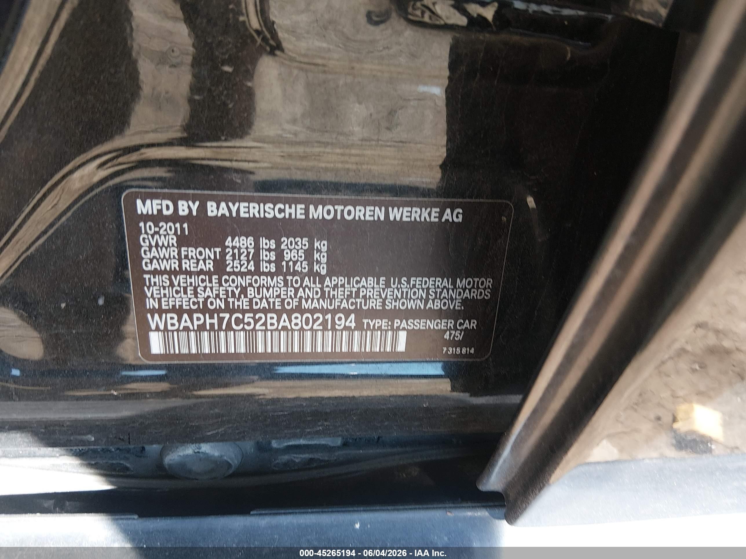 2011 Bmw 328i Black vin: WBAPH7C52BA802194