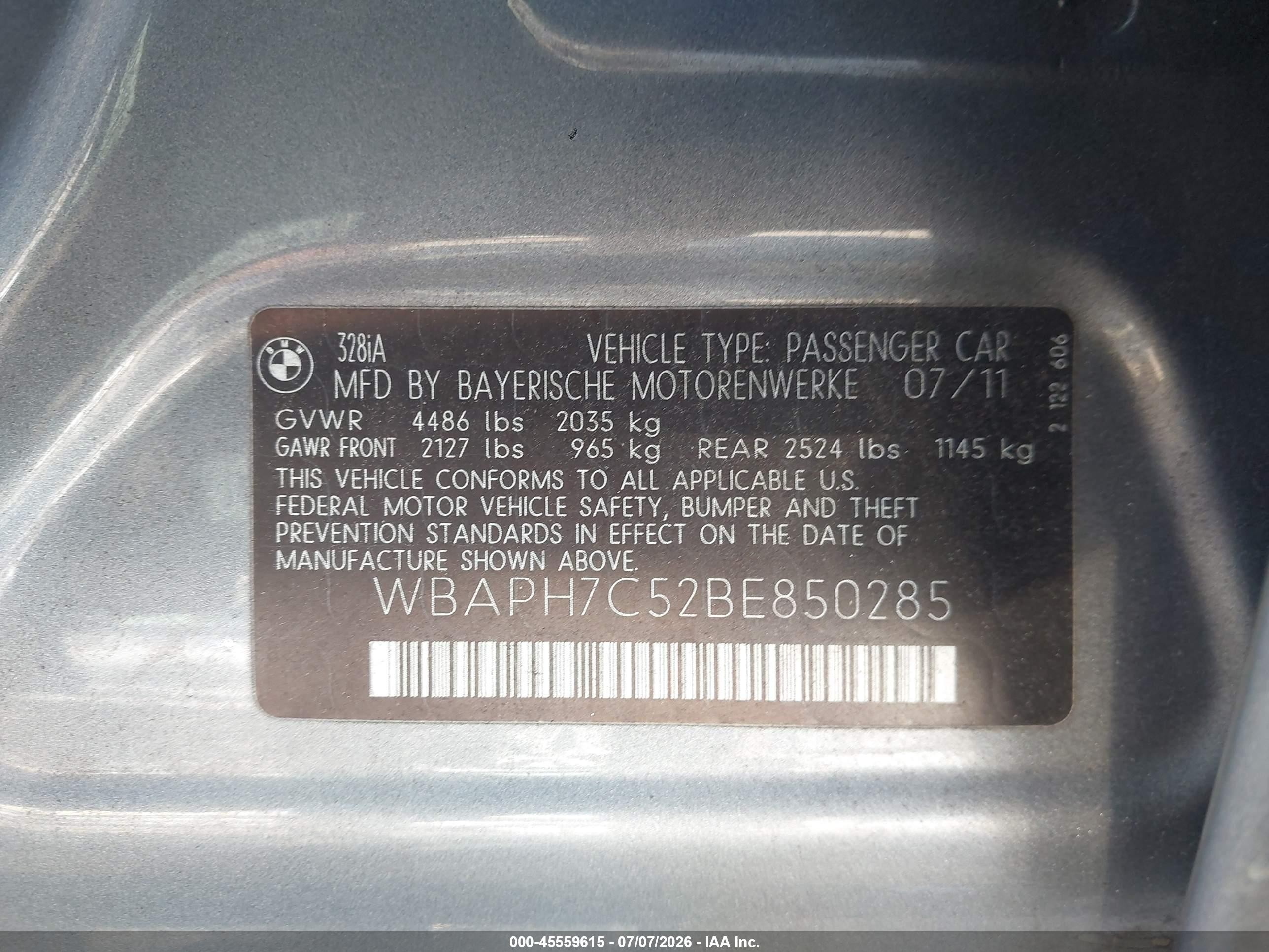 2011 Bmw 328i   Gray vin: WBAPH7C52BE850285