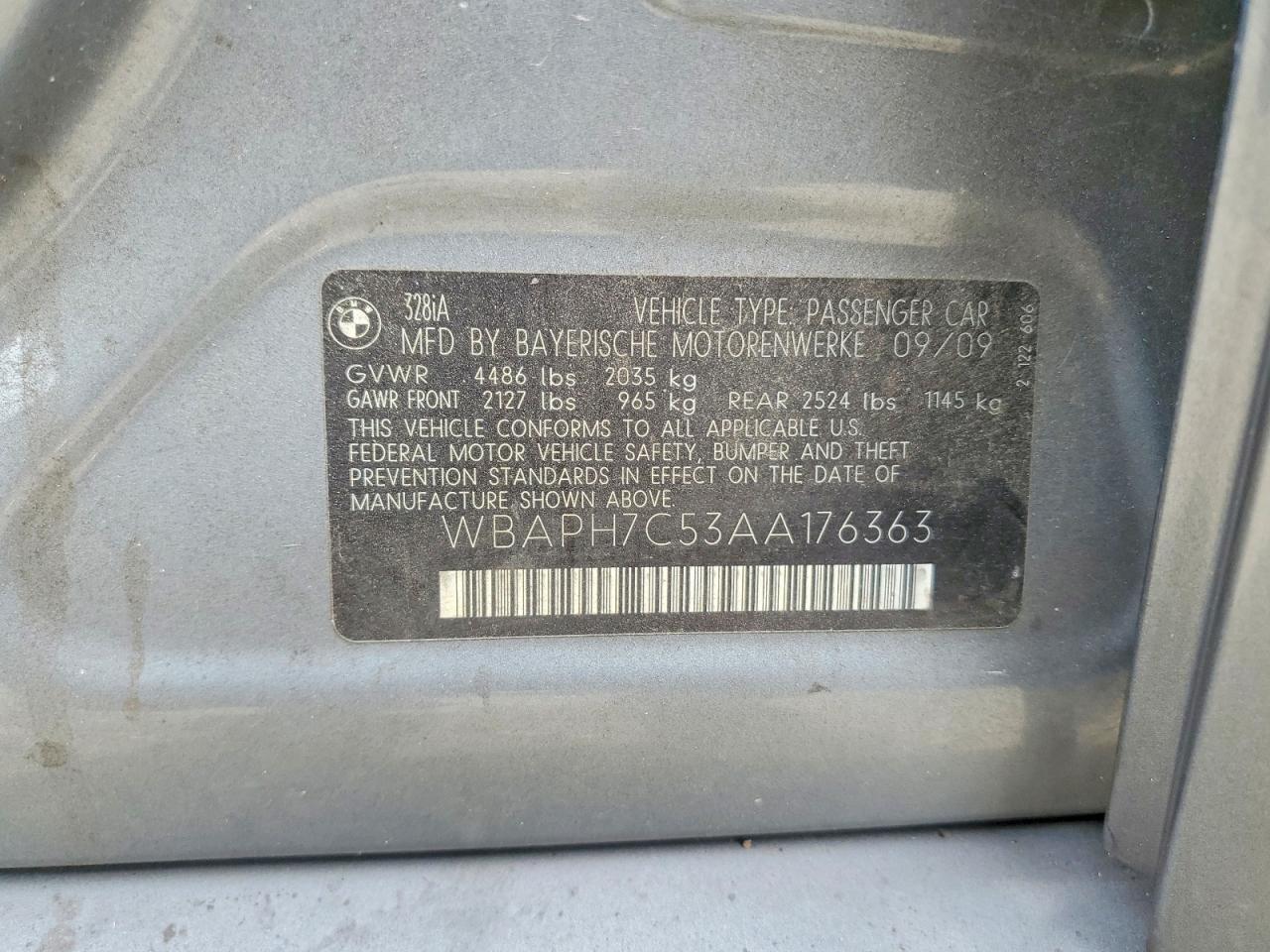 2010 Bmw 328 I Gray vin: WBAPH7C53AA176363