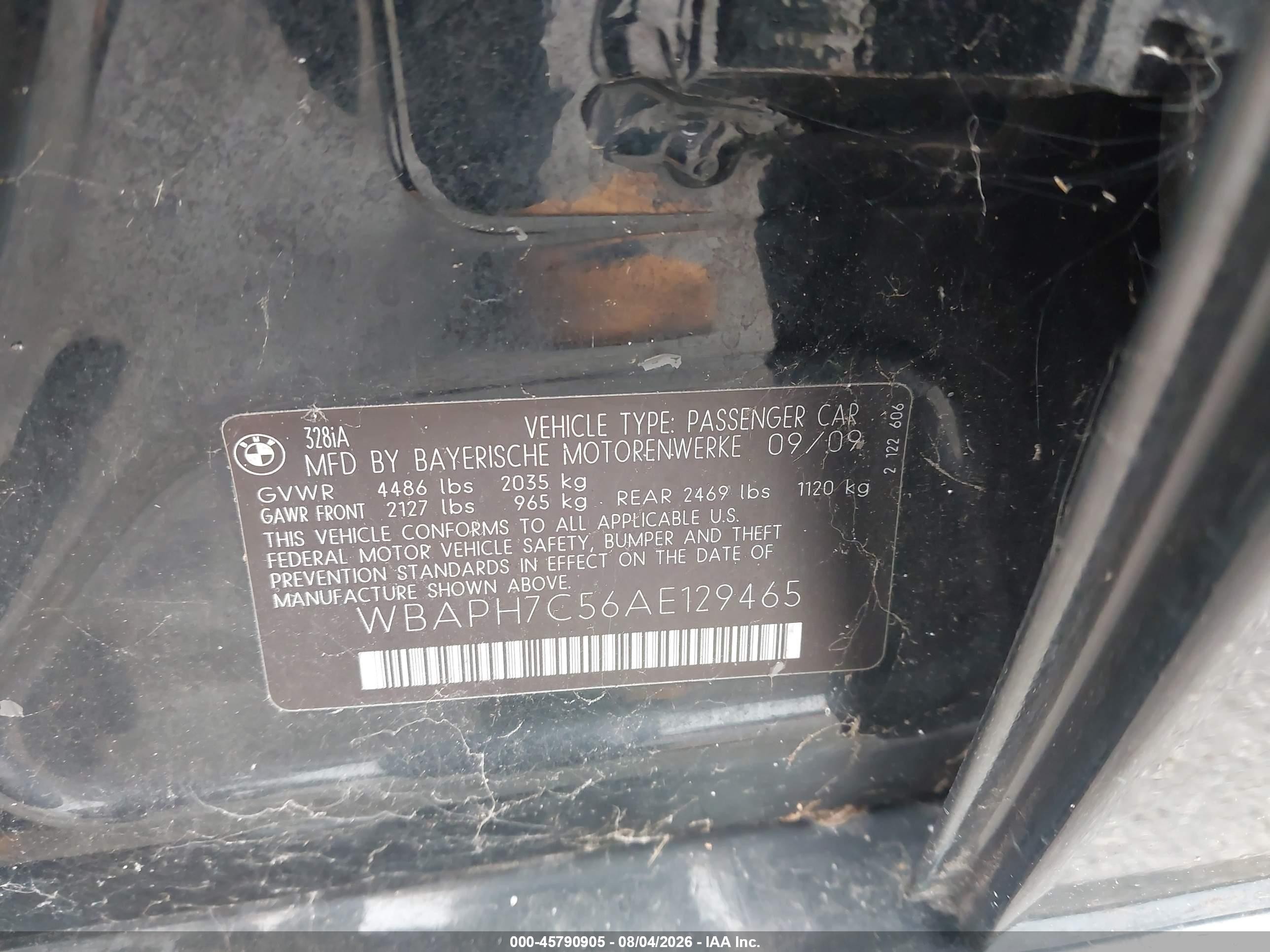 2010 Bmw 328i   Black vin: WBAPH7C56AE129465