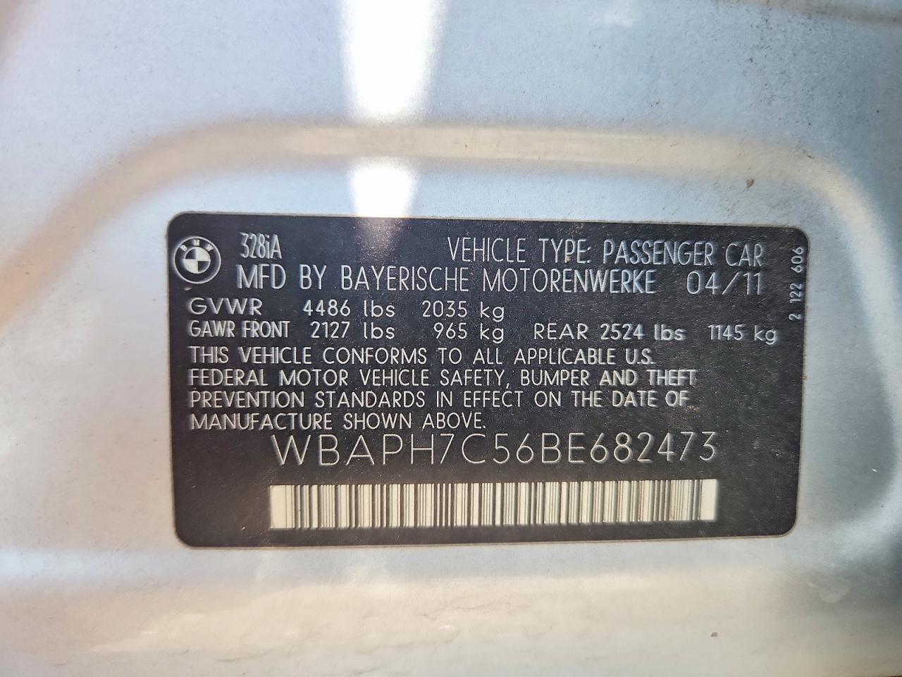 2011 Bmw 328 I Silver vin: WBAPH7C56BE682473