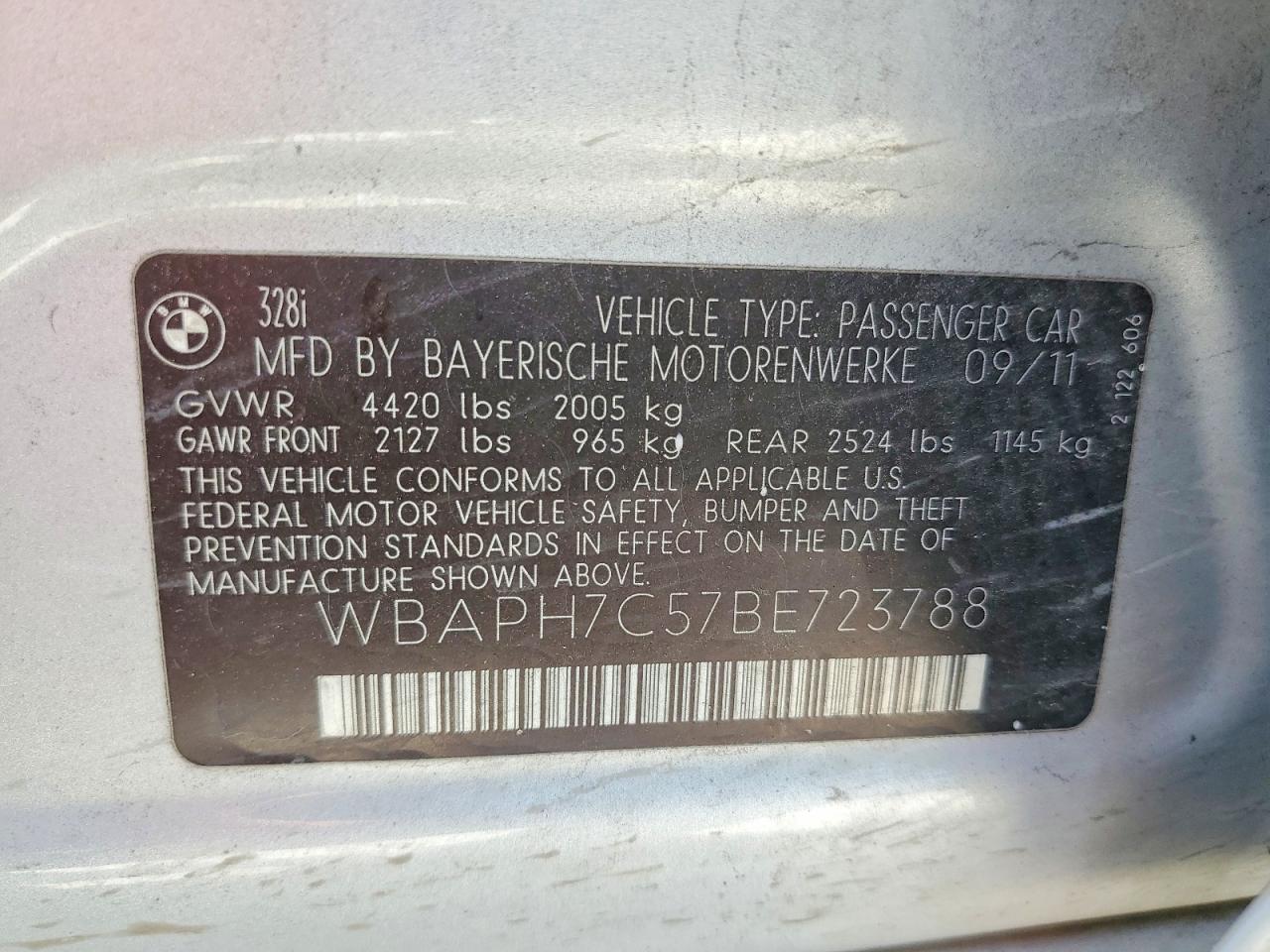 2011 Bmw 328 I Silver vin: WBAPH7C57BE723788
