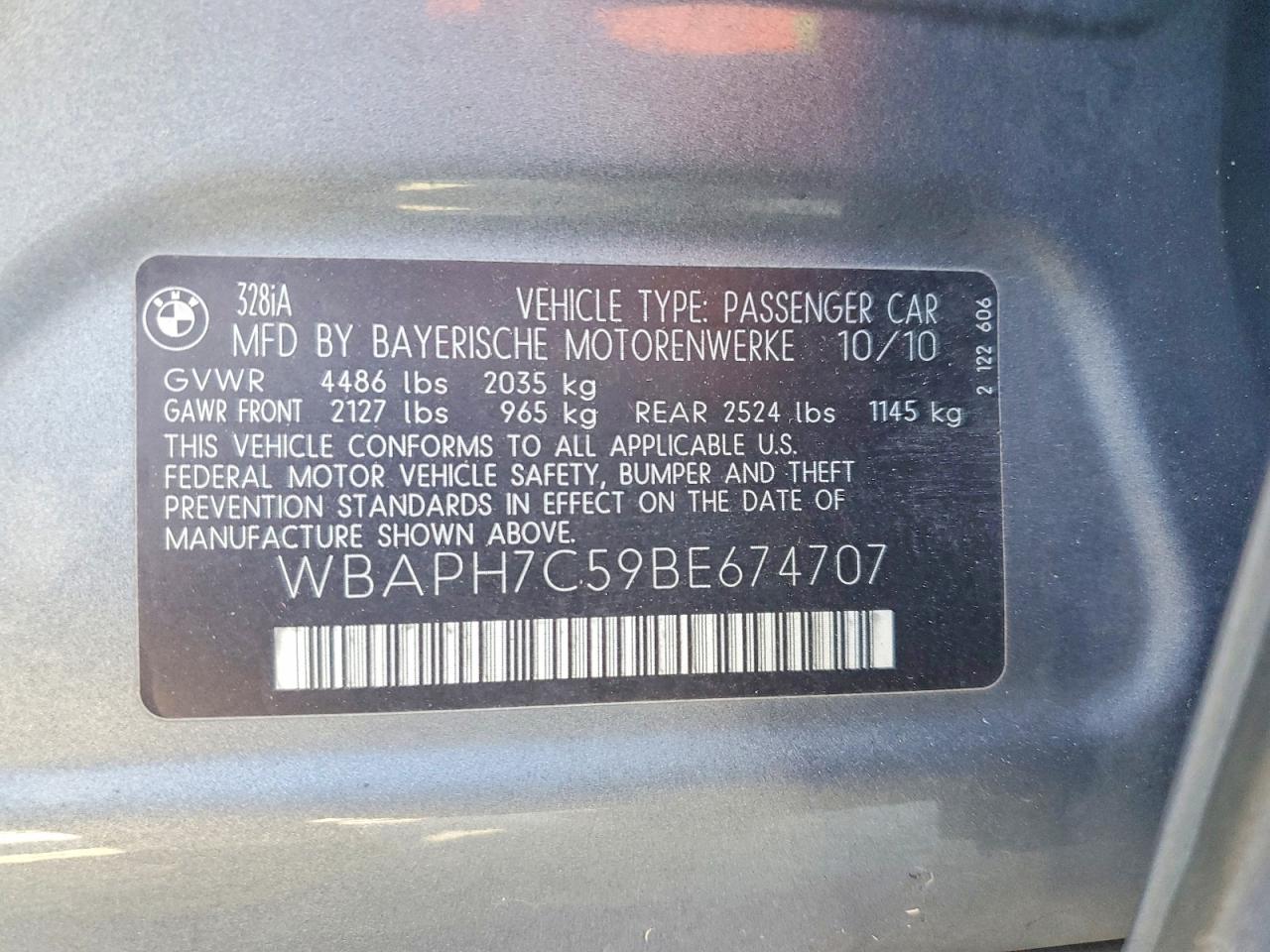 2011 Bmw 328 I Gray vin: WBAPH7C59BE674707