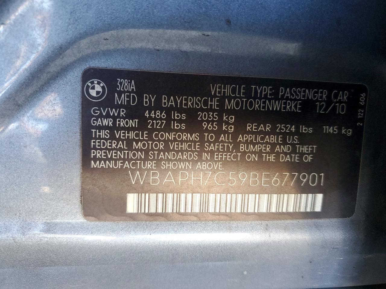 2011 Bmw 328 I Серебряный vin: WBAPH7C59BE677901
