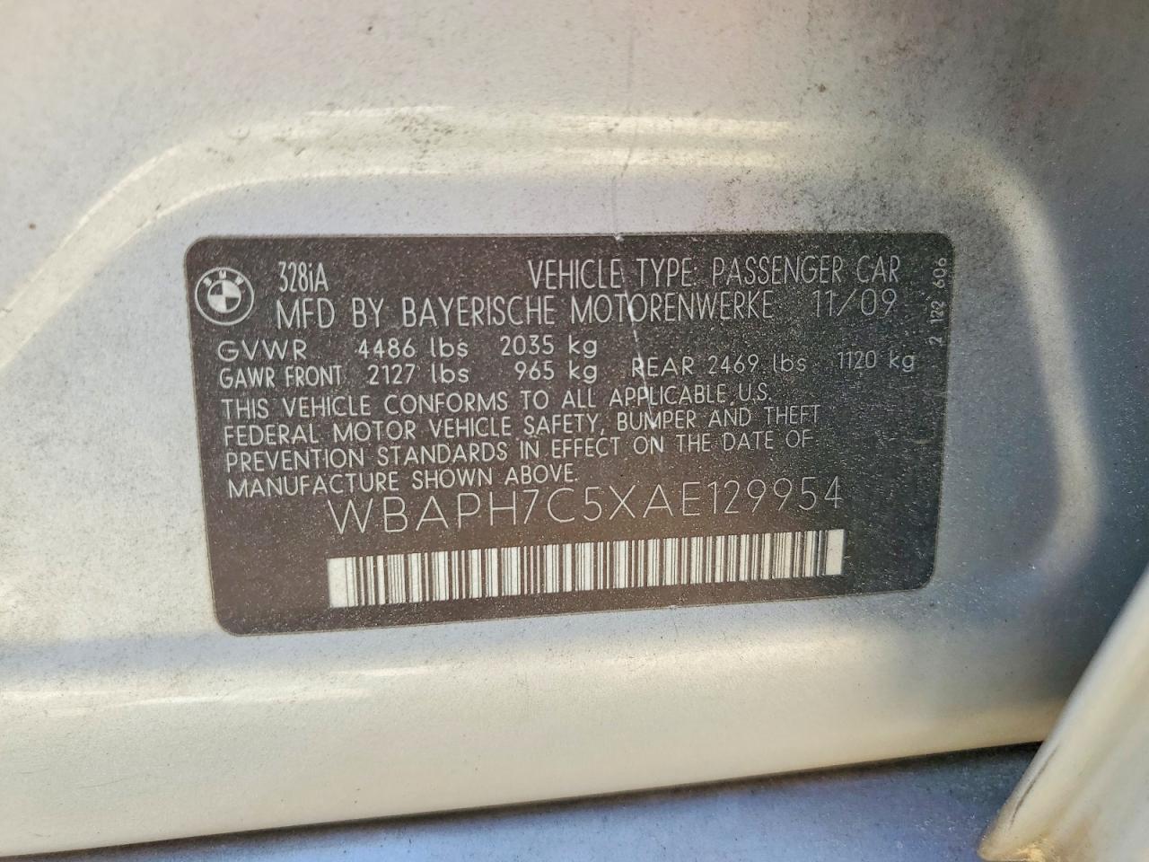 2010 Bmw 328 I Silver vin: WBAPH7C5XAE129954