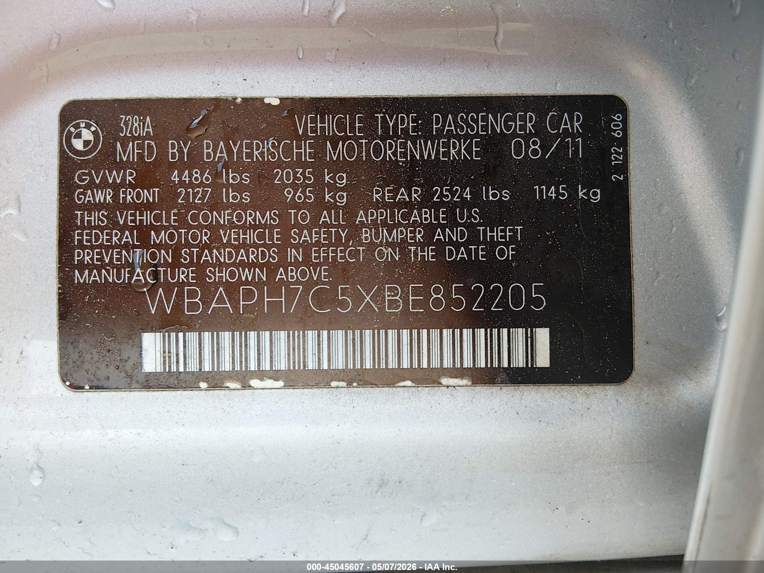 2011 Bmw 328i   Silver vin: WBAPH7C5XBE852205