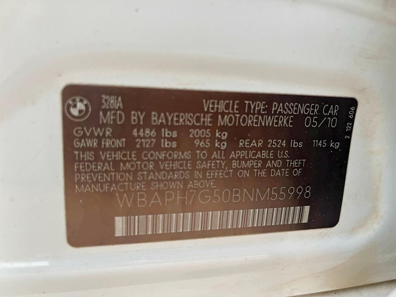 2011 Bmw 328 I White vin: WBAPH7G50BNM55998