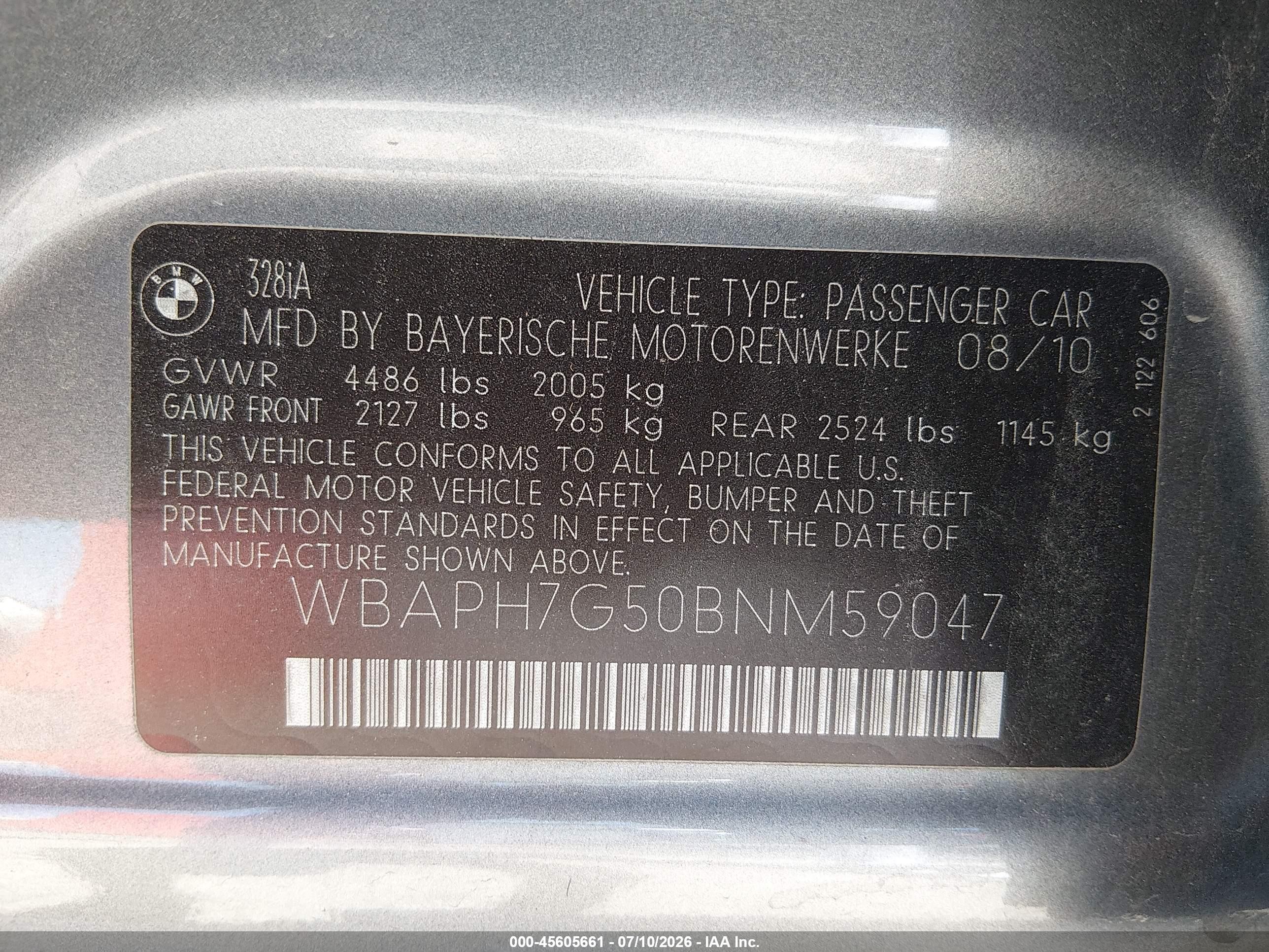 2011 Bmw 328i   Gray vin: WBAPH7G50BNM59047