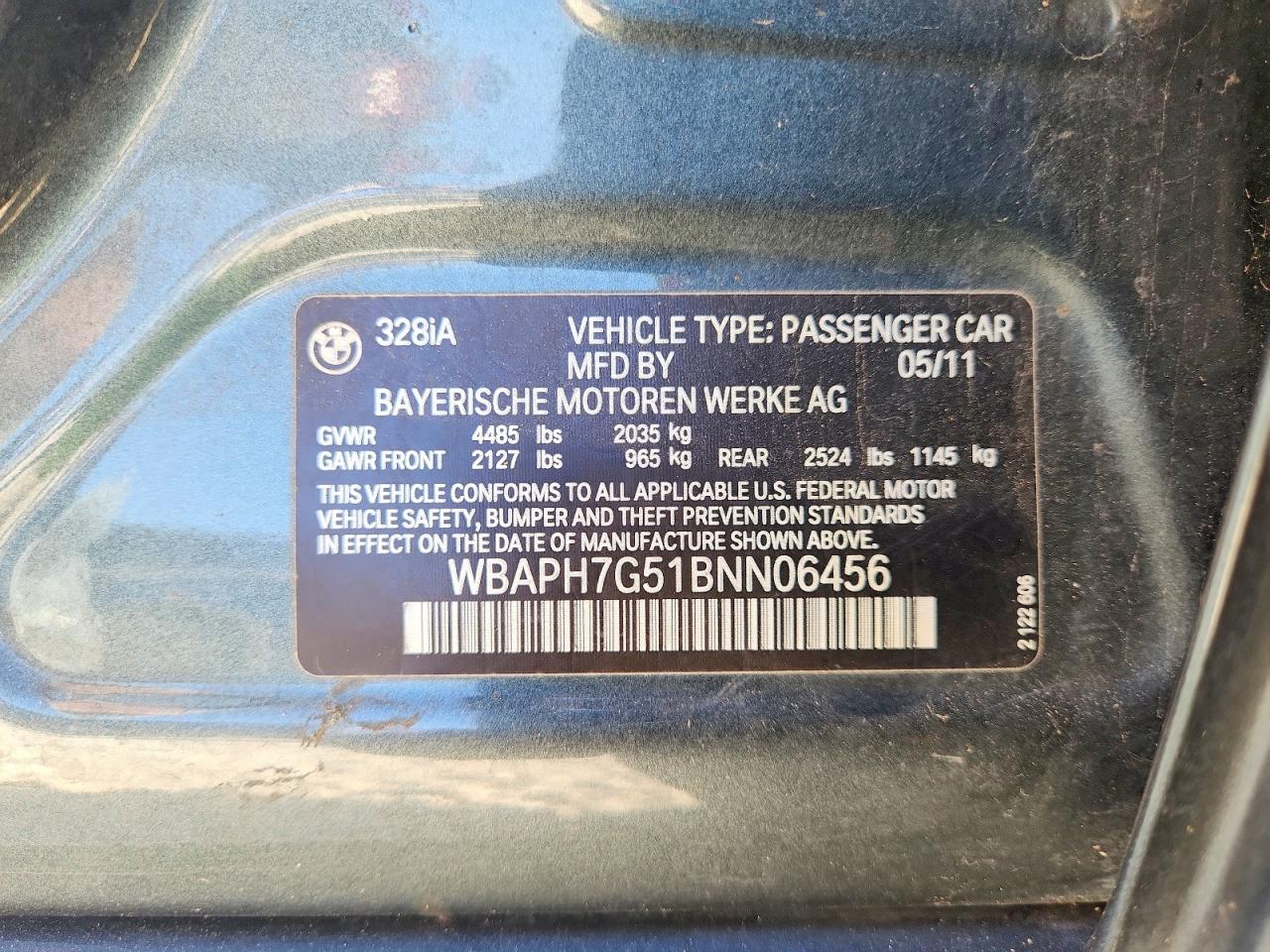 2011 Bmw 328 I Gray vin: WBAPH7G51BNN06456