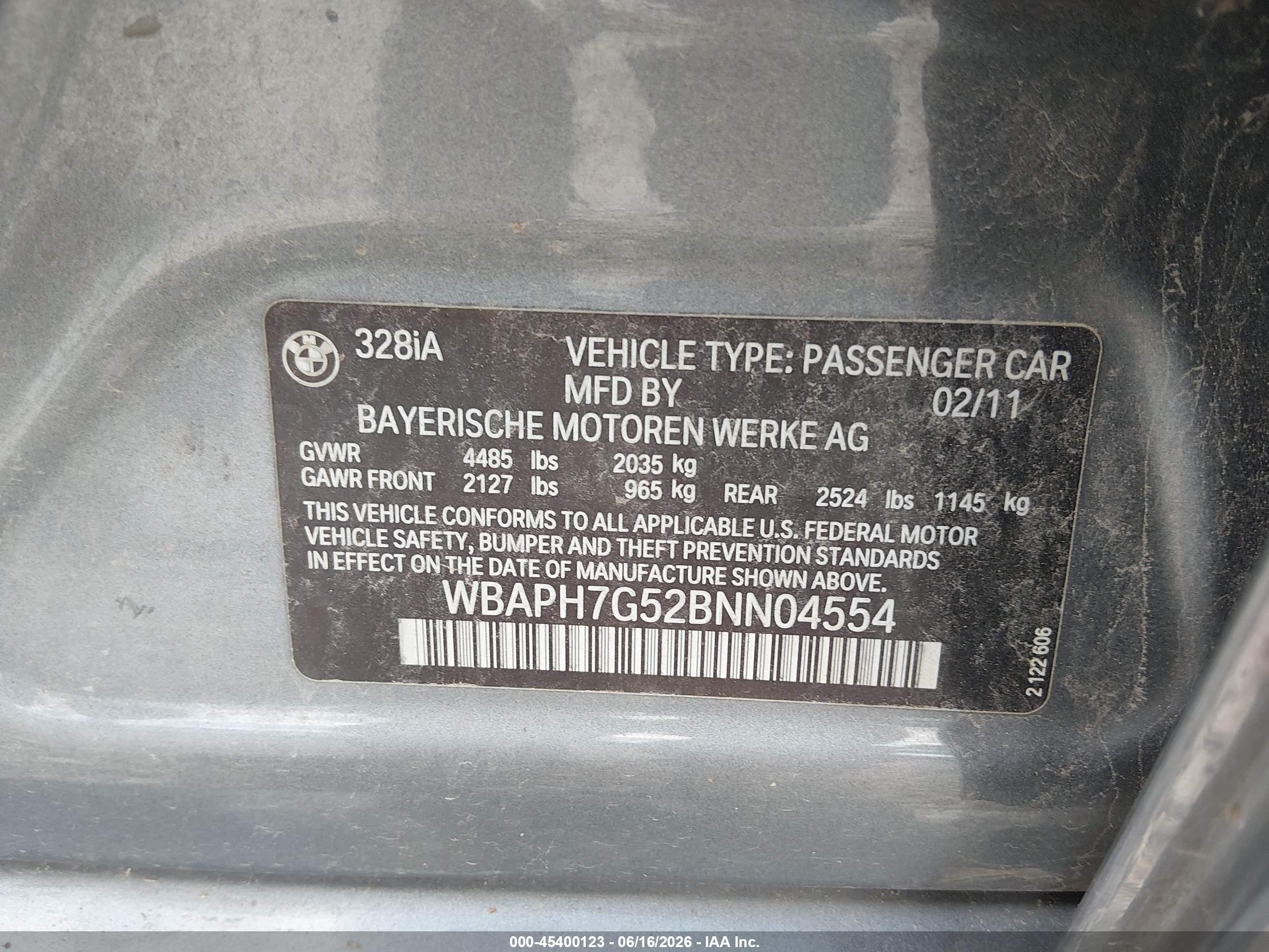 2011 Bmw 328i   Gray vin: WBAPH7G52BNN04554