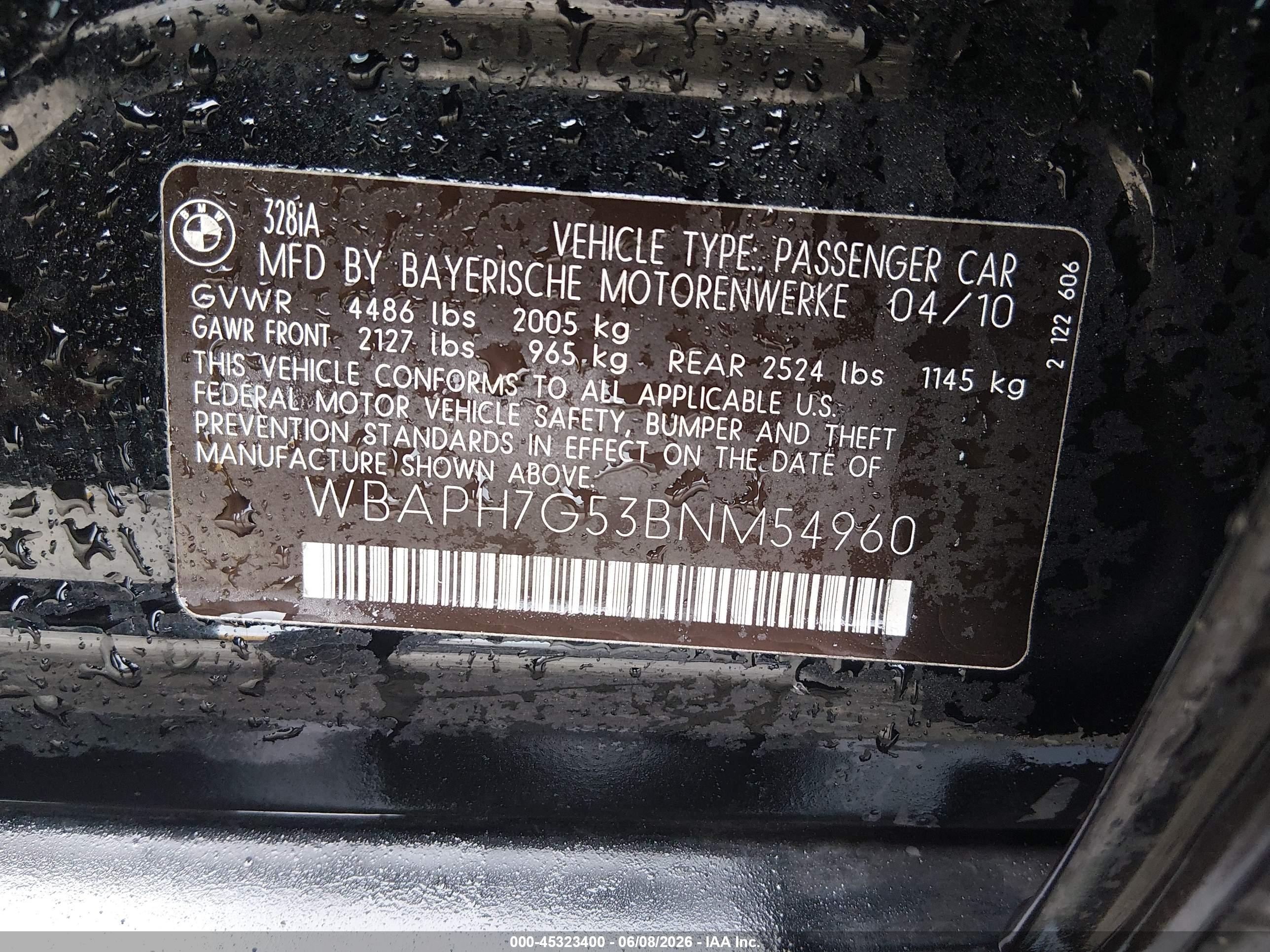 2011 Bmw 328i   Black vin: WBAPH7G53BNM54960