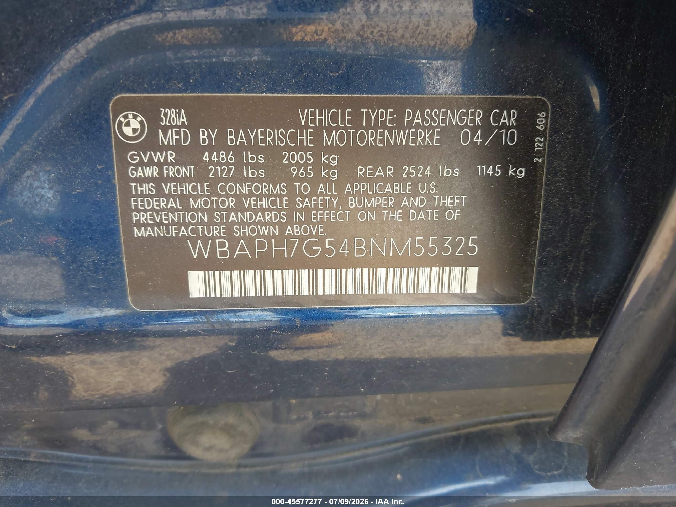 2011 Bmw 328i   Blue vin: WBAPH7G54BNM55325