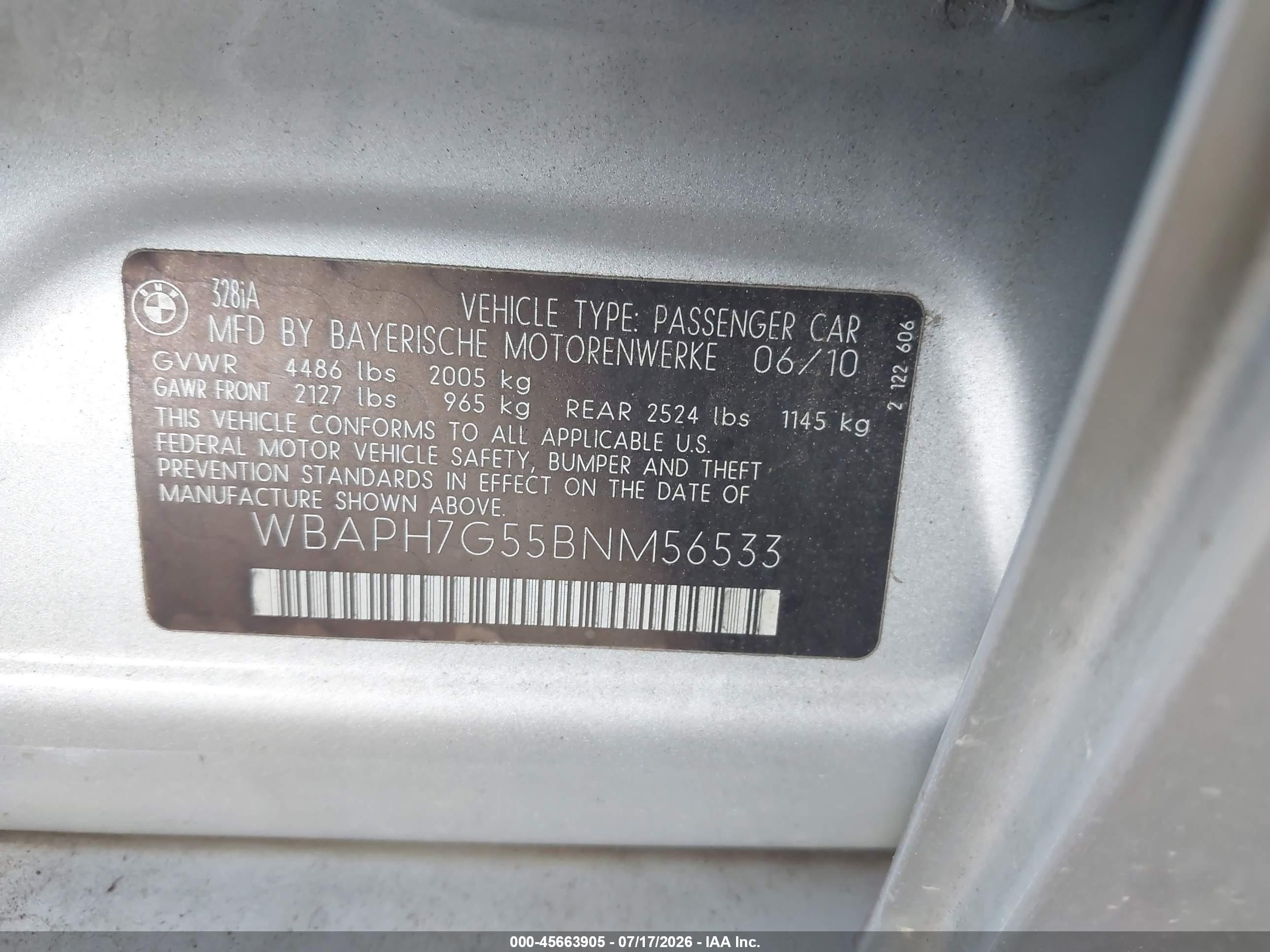 2011 Bmw 328i   Beige vin: WBAPH7G55BNM56533