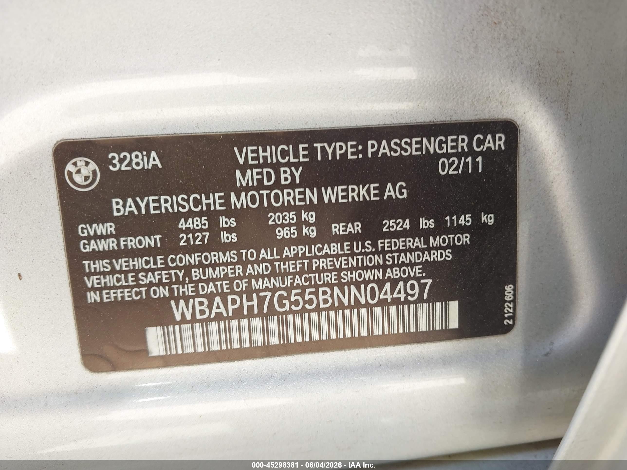 2011 Bmw 328i   Silver vin: WBAPH7G55BNN04497