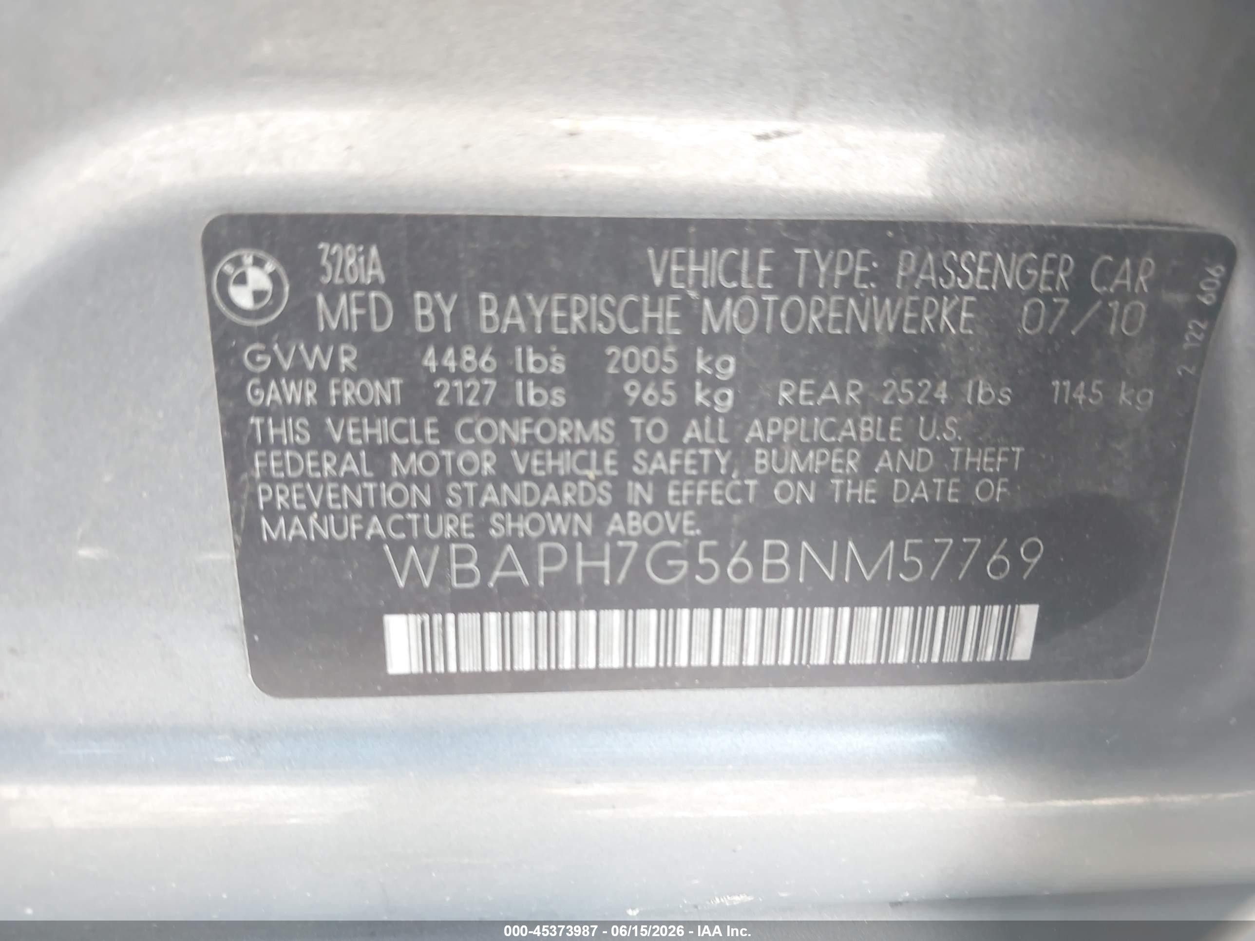 2011 Bmw 328i   Gray vin: WBAPH7G56BNM57769