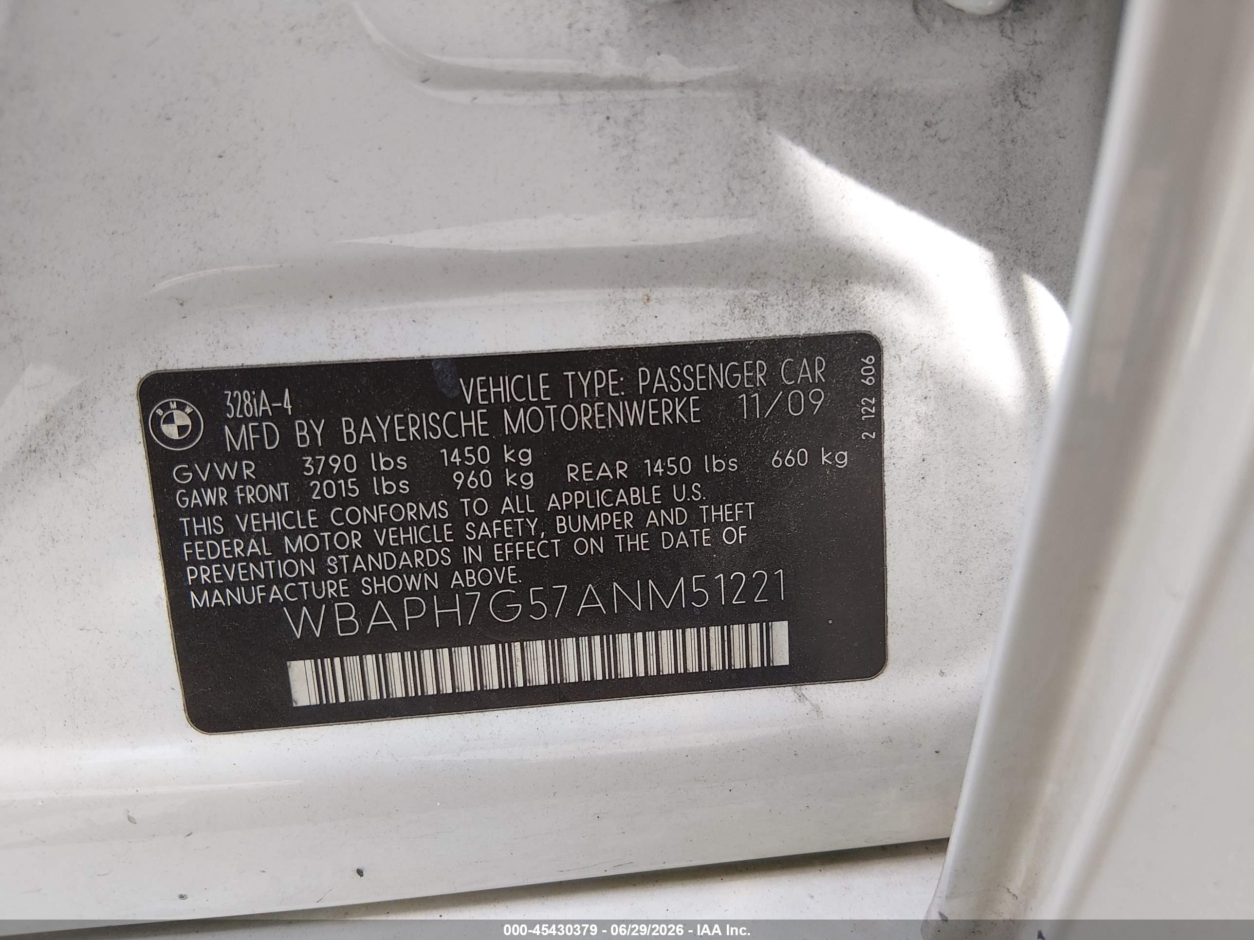 2010 Bmw 328i   White vin: WBAPH7G57ANM51221