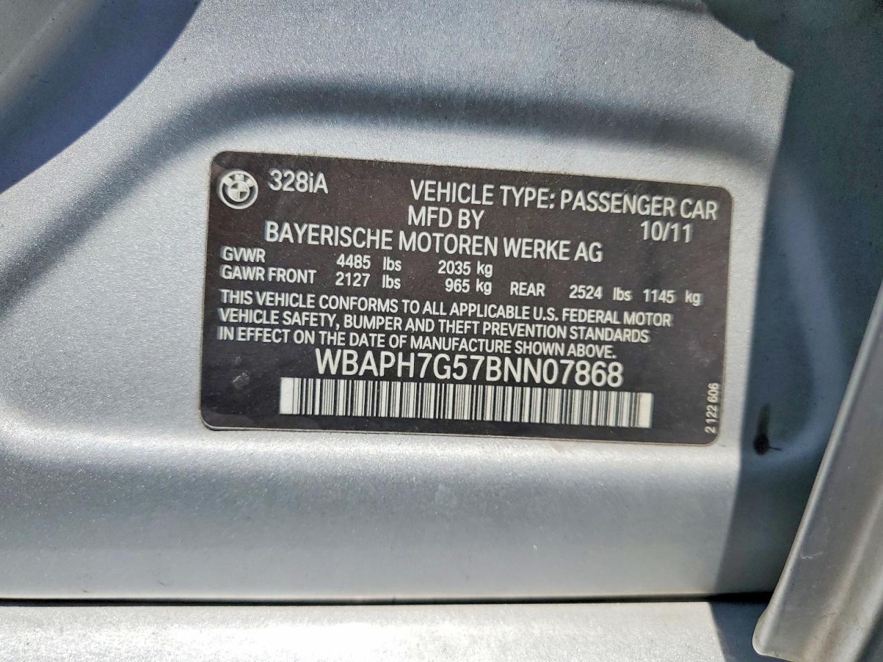 2011 Bmw 328 I Silver vin: WBAPH7G57BNN07868