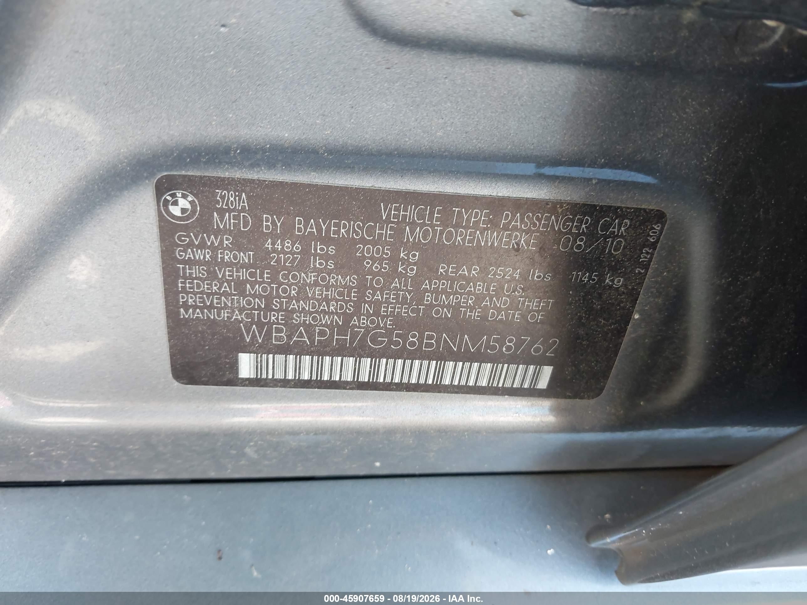 2011 Bmw 328i Gray vin: WBAPH7G58BNM58762
