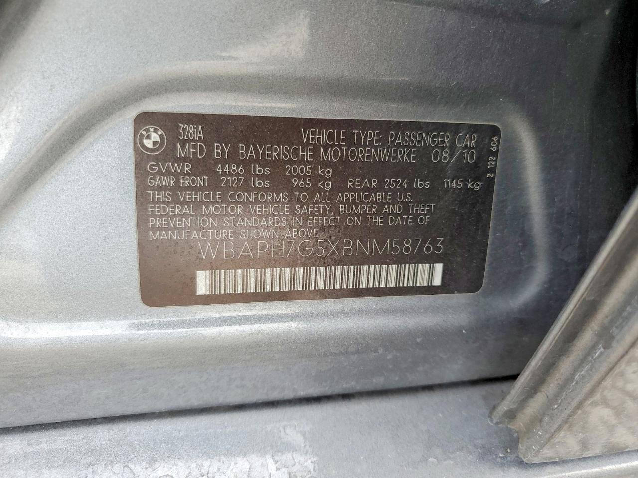 2011 Bmw 328 I Charcoal vin: WBAPH7G5XBNM58763