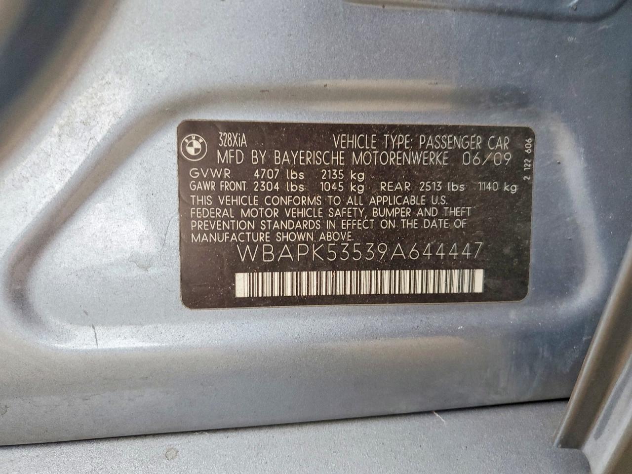 2009 Bmw 328 Xi Sulev Silver vin: WBAPK53539A644447
