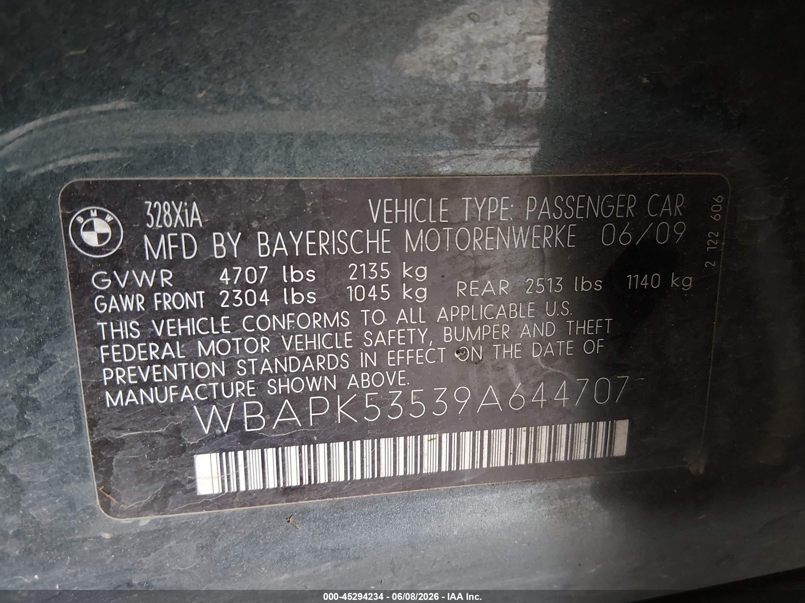 2009 Bmw 328i Xdrive Gray vin: WBAPK53539A644707