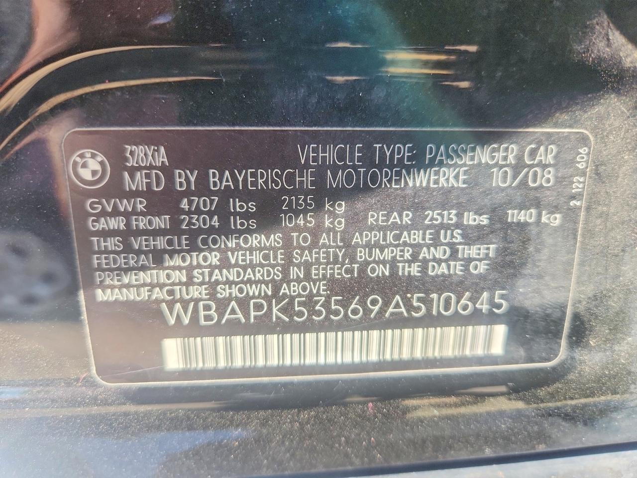 2009 Bmw 328 Xi Sulev Black vin: WBAPK53569A510645
