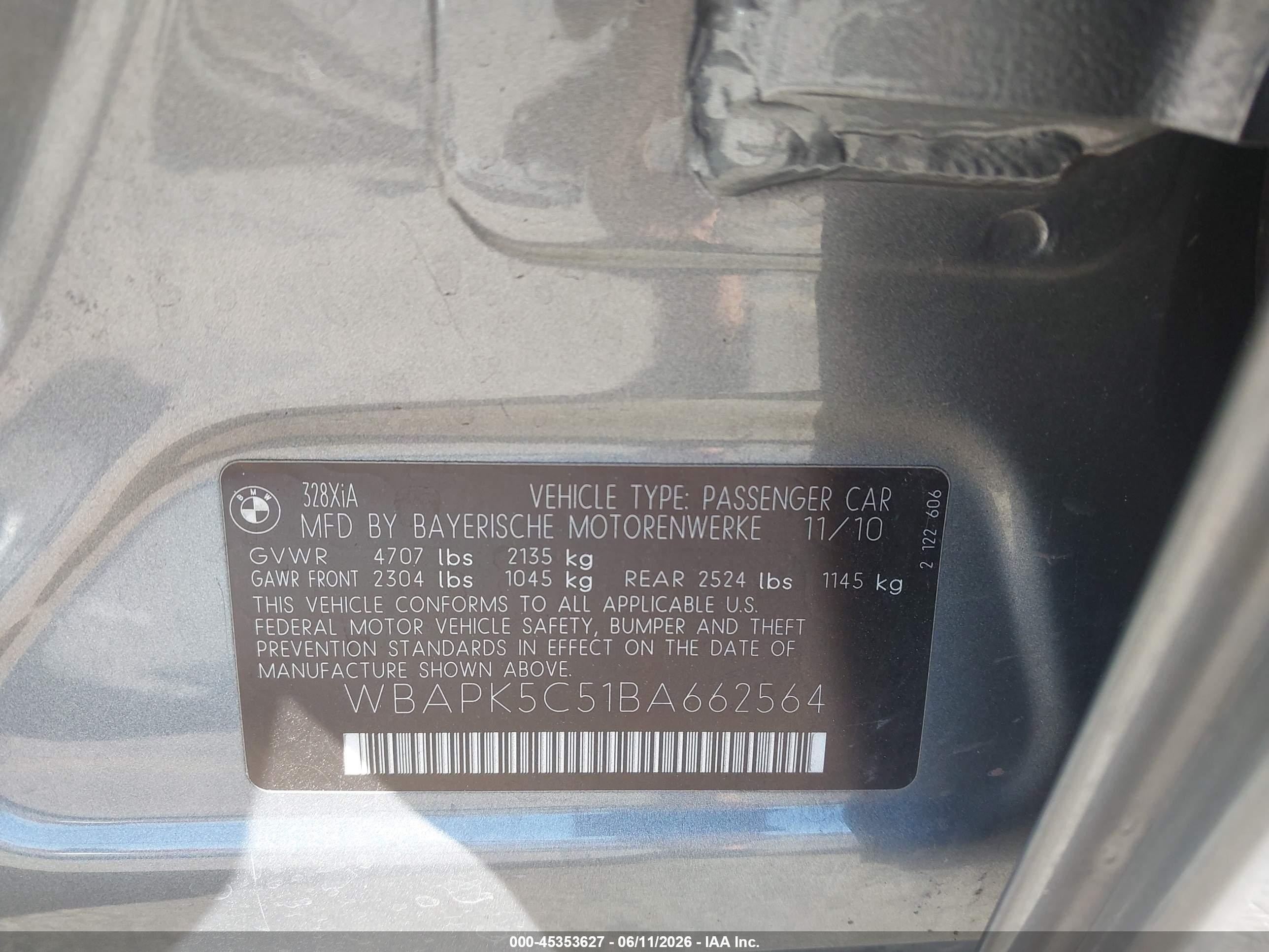 2011 Bmw 328i Xdrive Silver vin: WBAPK5C51BA662564