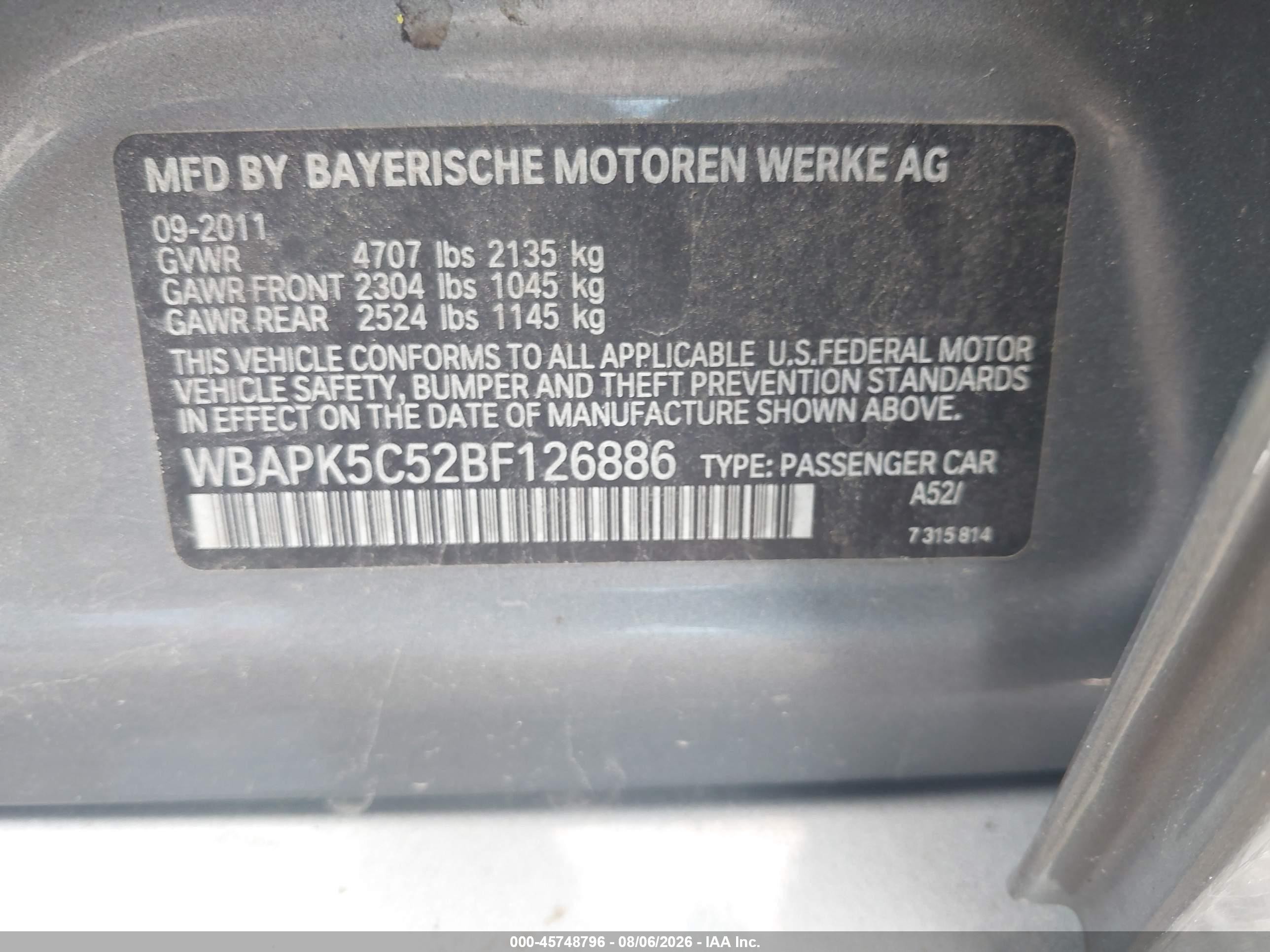 2011 Bmw 328i Xdrive Gray vin: WBAPK5C52BF126886