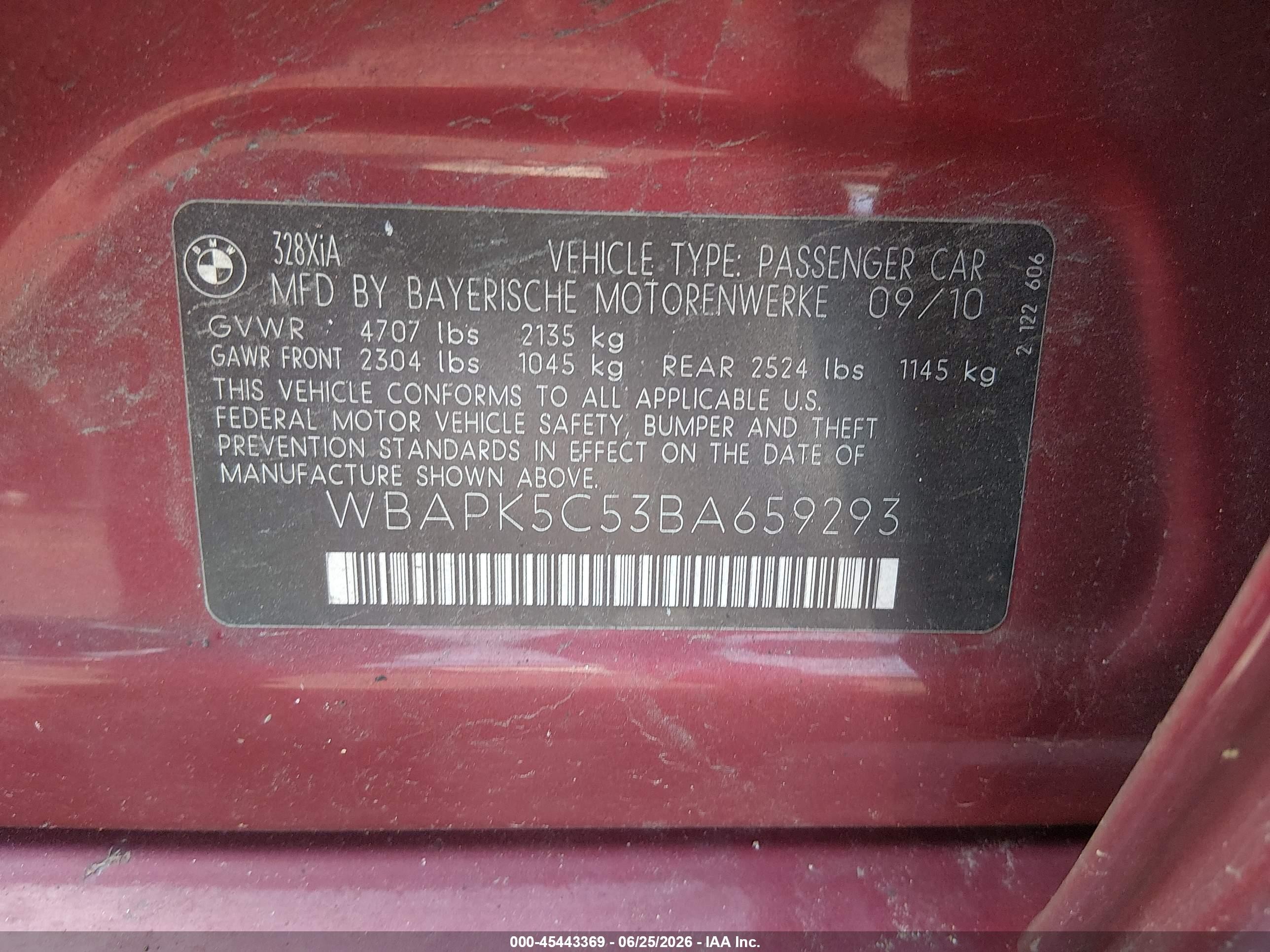 2011 Bmw 328i Xdrive Maroon vin: WBAPK5C53BA659293