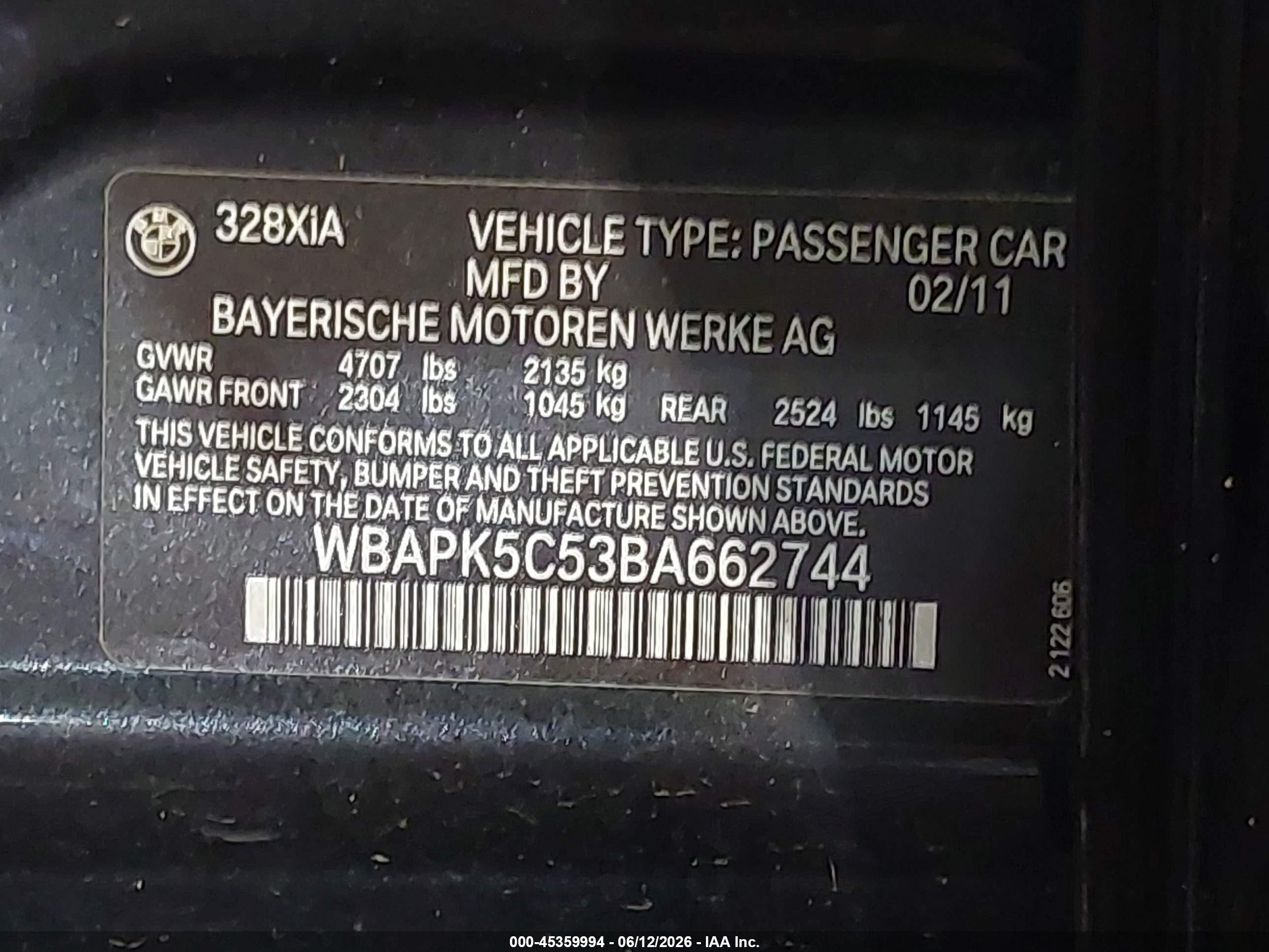 2011 Bmw 328i Xdrive Black vin: WBAPK5C53BA662744