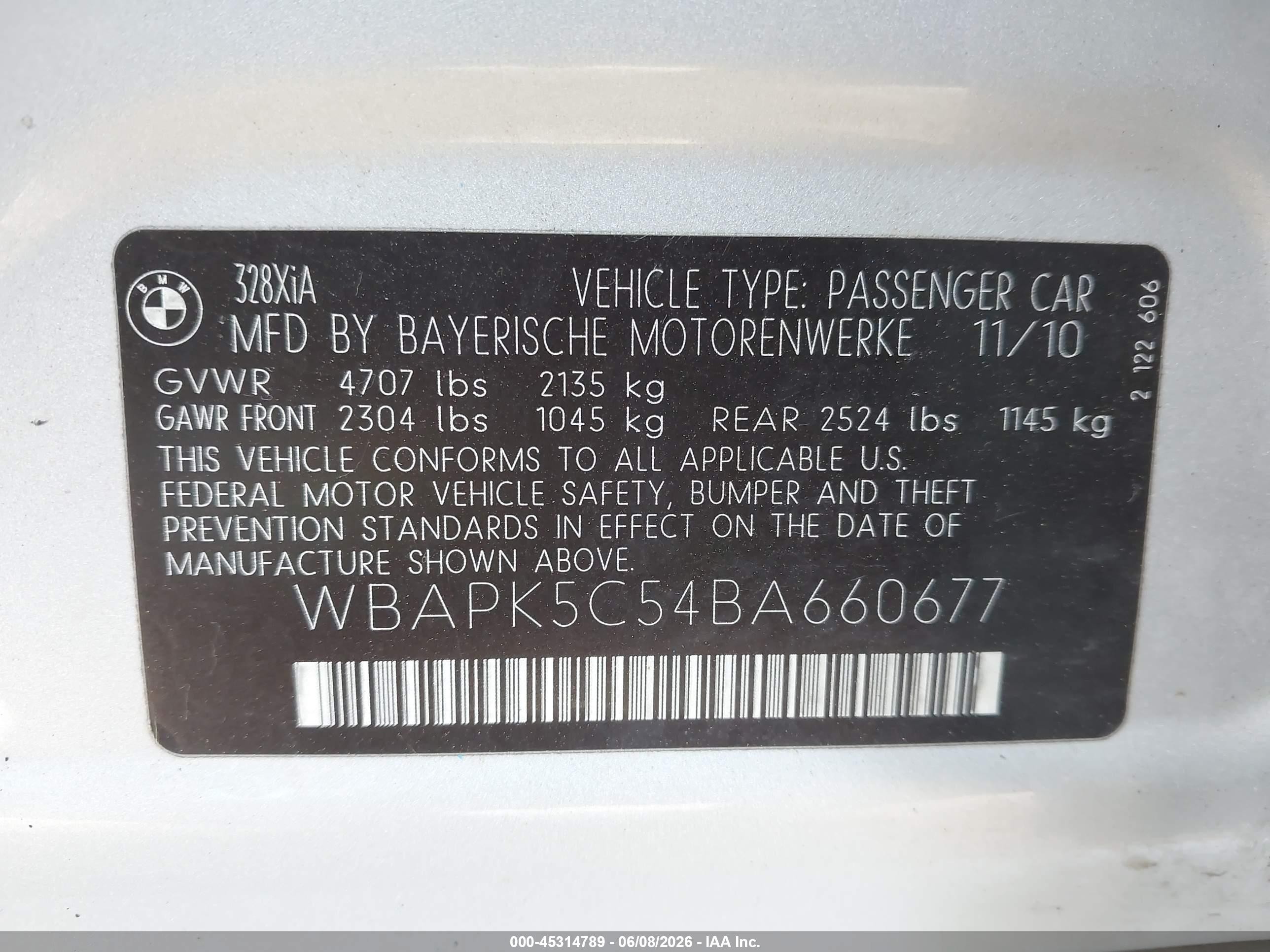 2011 Bmw 328i Xdrive Silver vin: WBAPK5C54BA660677
