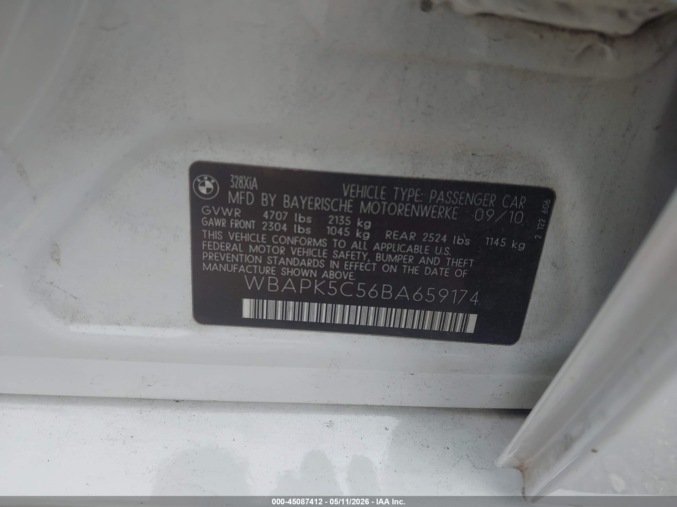 2011 Bmw 328i Xdrive White vin: WBAPK5C56BA659174