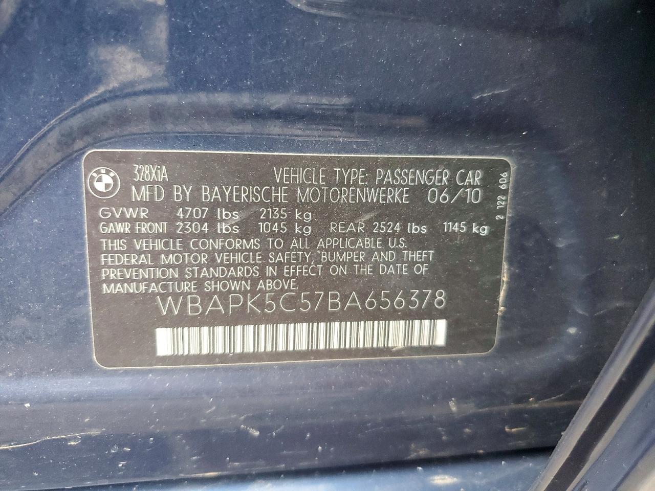2011 Bmw 328 Xi Sulev Blue vin: WBAPK5C57BA656378