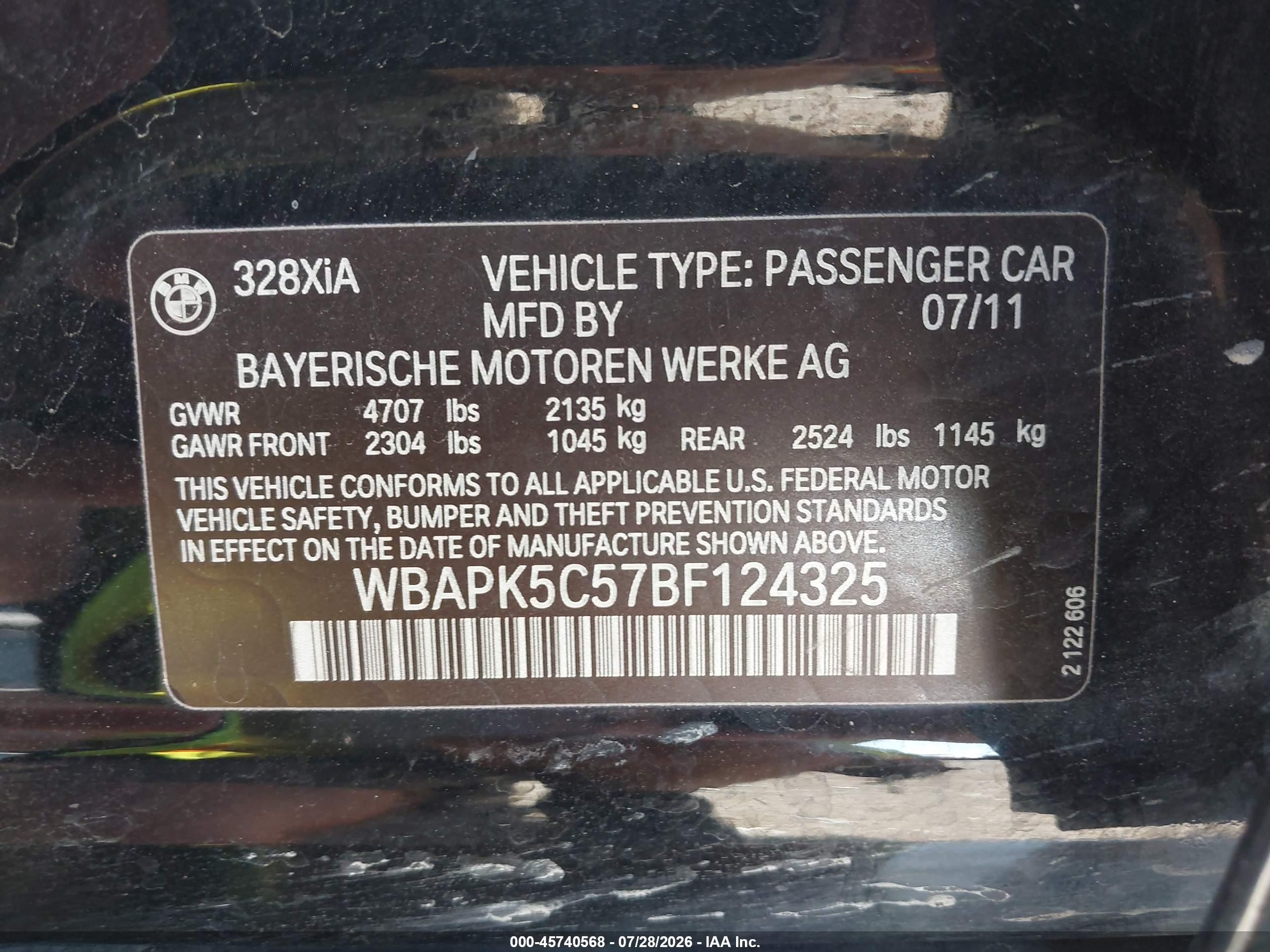 2011 Bmw 328i Xdrive Black vin: WBAPK5C57BF124325