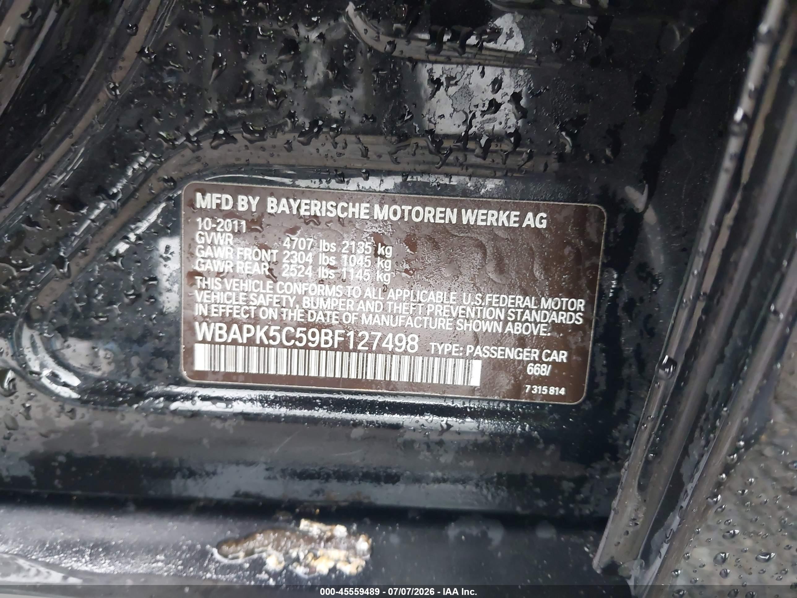 2011 Bmw 328i Xdrive Black vin: WBAPK5C59BF127498