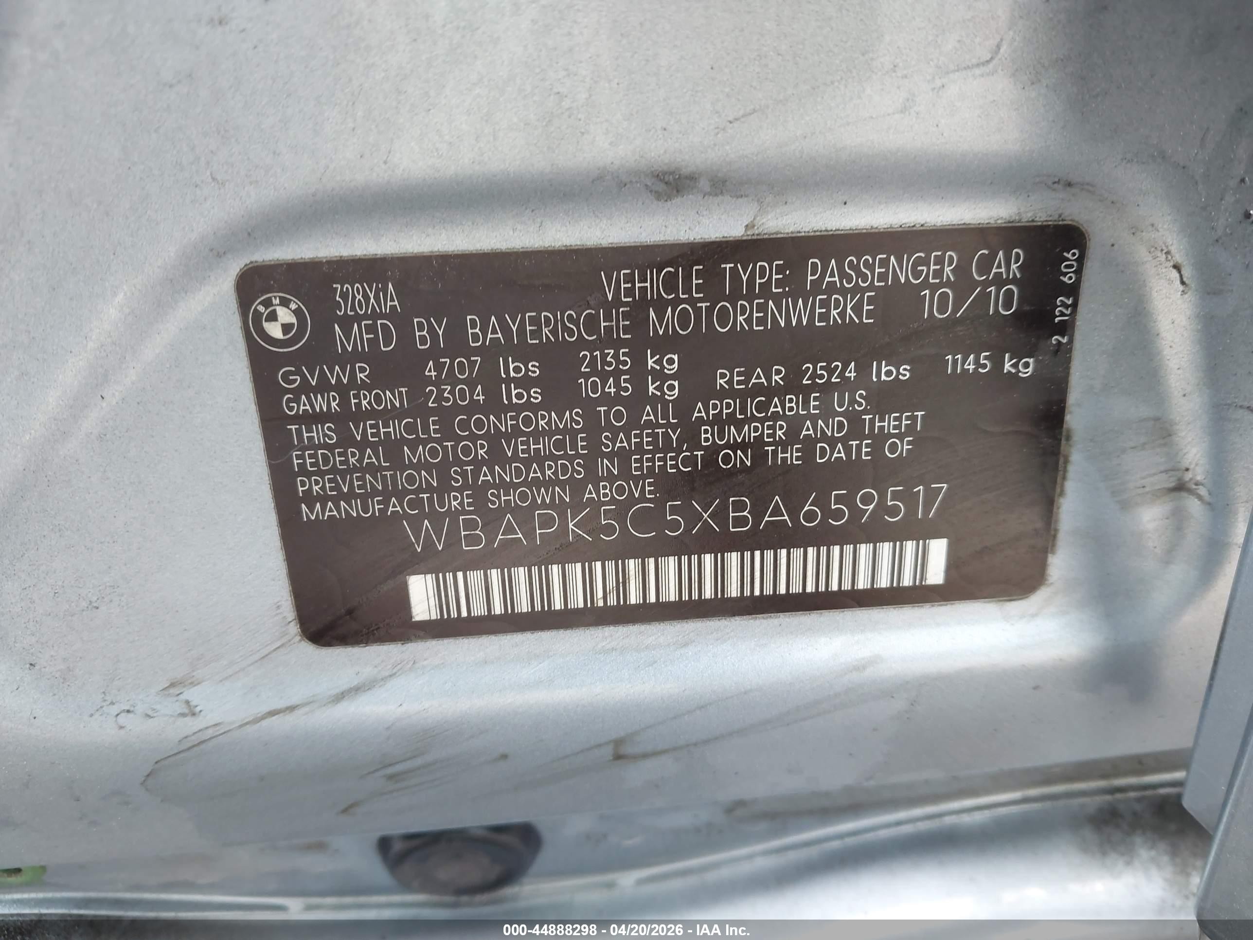 2011 Bmw 328i Xdrive Light Blue vin: WBAPK5C5XBA659517