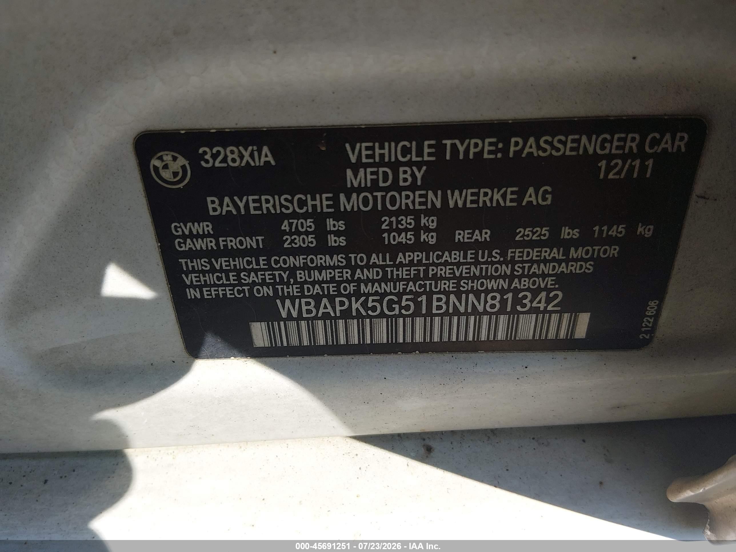2011 Bmw 328i Xdrive White vin: WBAPK5G51BNN81342
