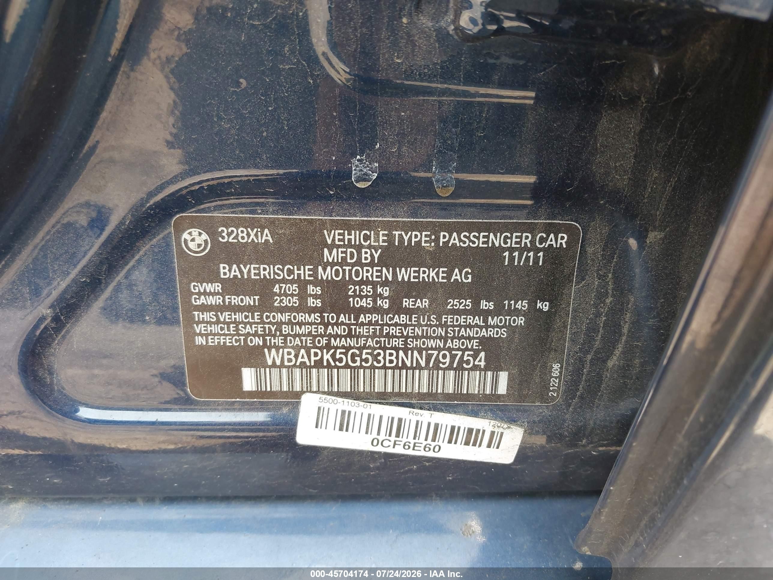 2011 Bmw 328i Xdrive Blue vin: WBAPK5G53BNN79754