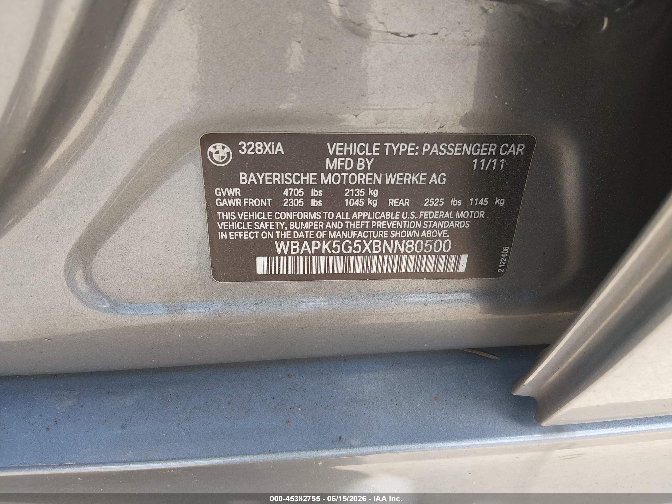 2011 Bmw 328i Xdrive Gray vin: WBAPK5G5XBNN80500