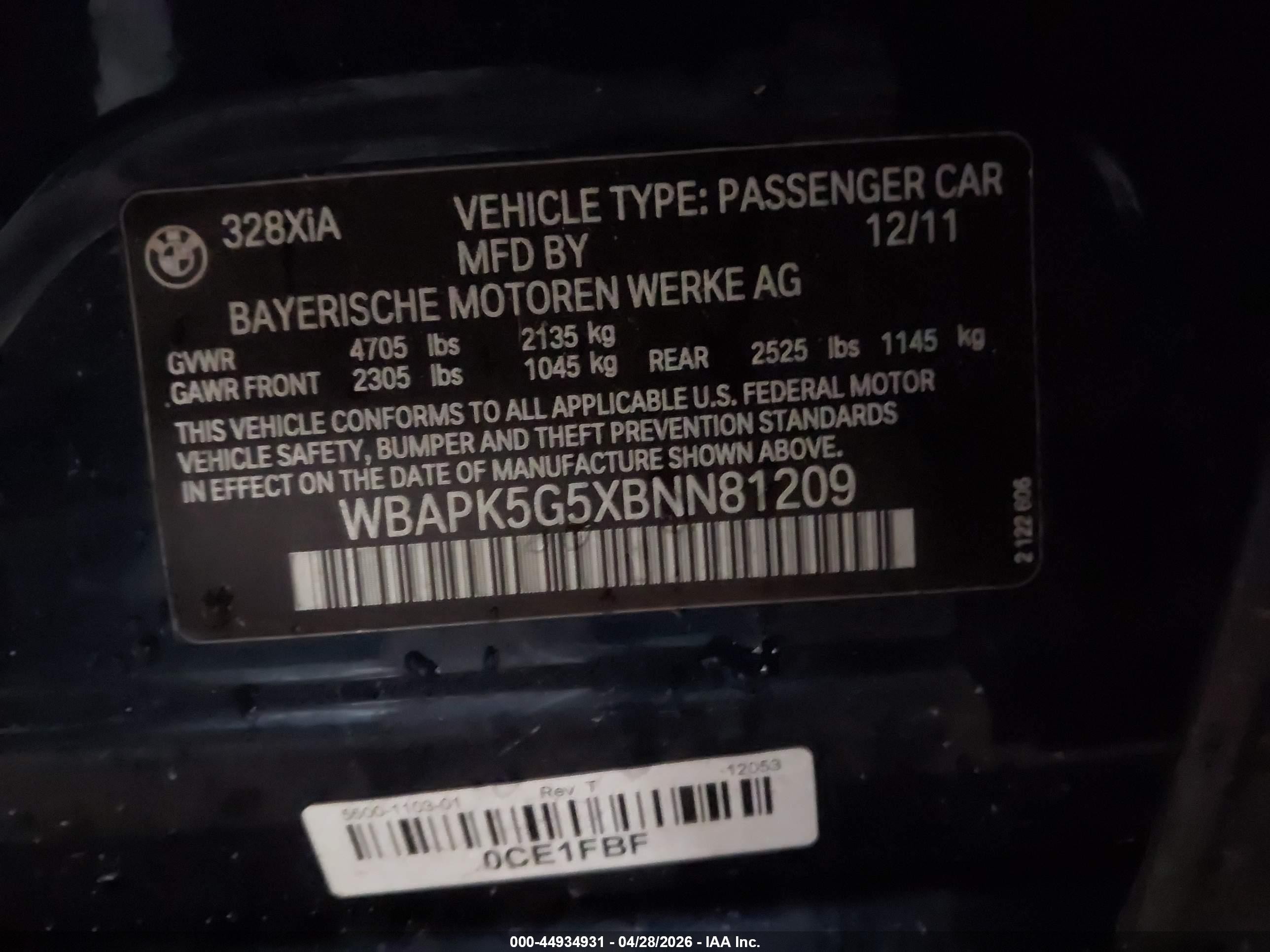 2011 Bmw 328i Xdrive Blue vin: WBAPK5G5XBNN81209