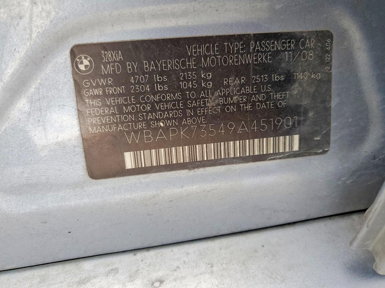 2009 Bmw 328 Xi Серебряный vin: WBAPK73549A451901
