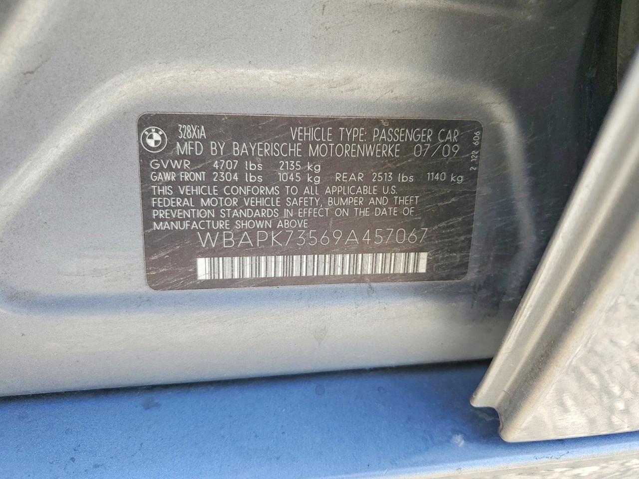 2009 Bmw 328 Xi Charcoal vin: WBAPK73569A457067
