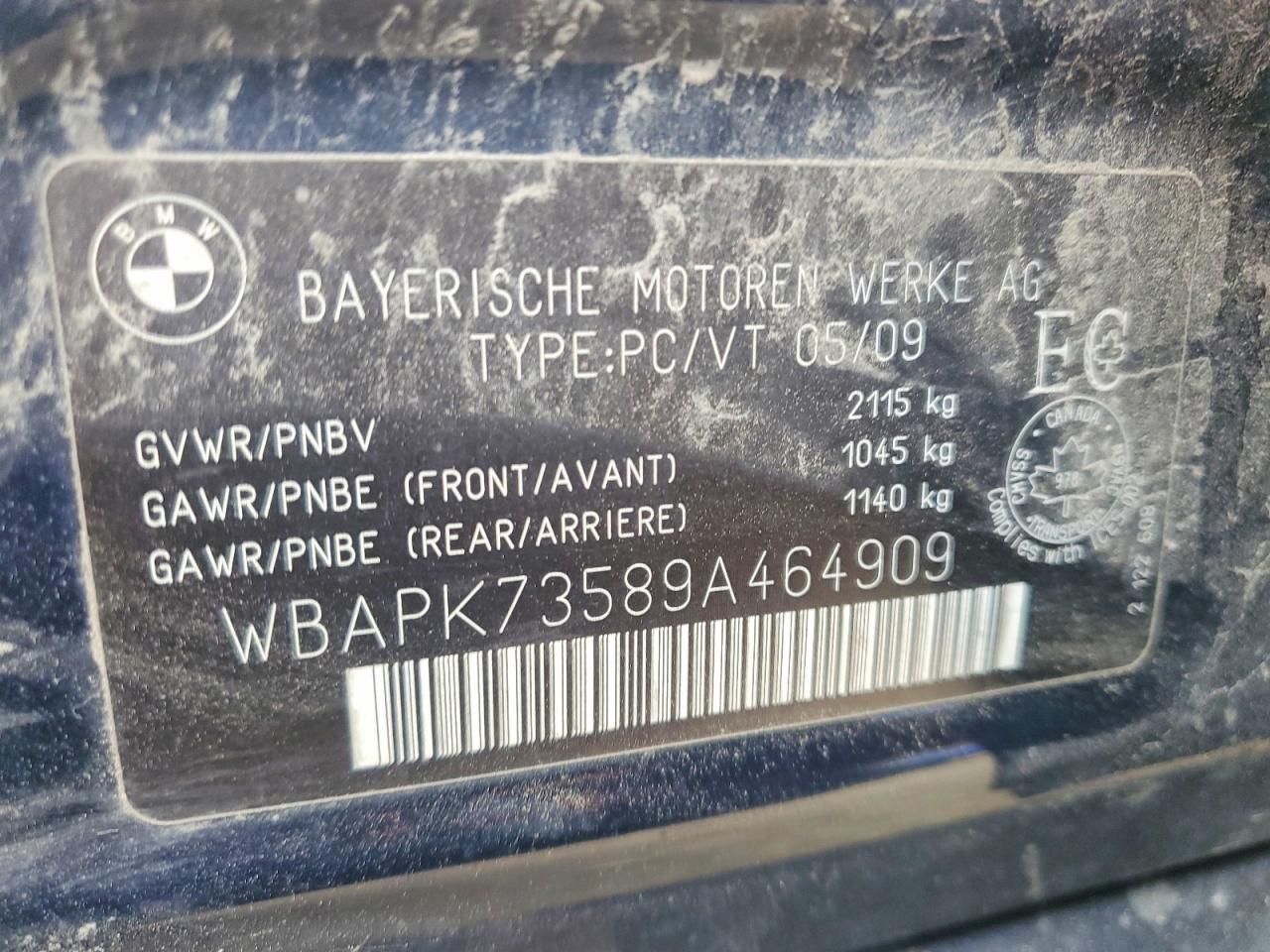 2009 Bmw 328 Xi Blue vin: WBAPK73589A464909