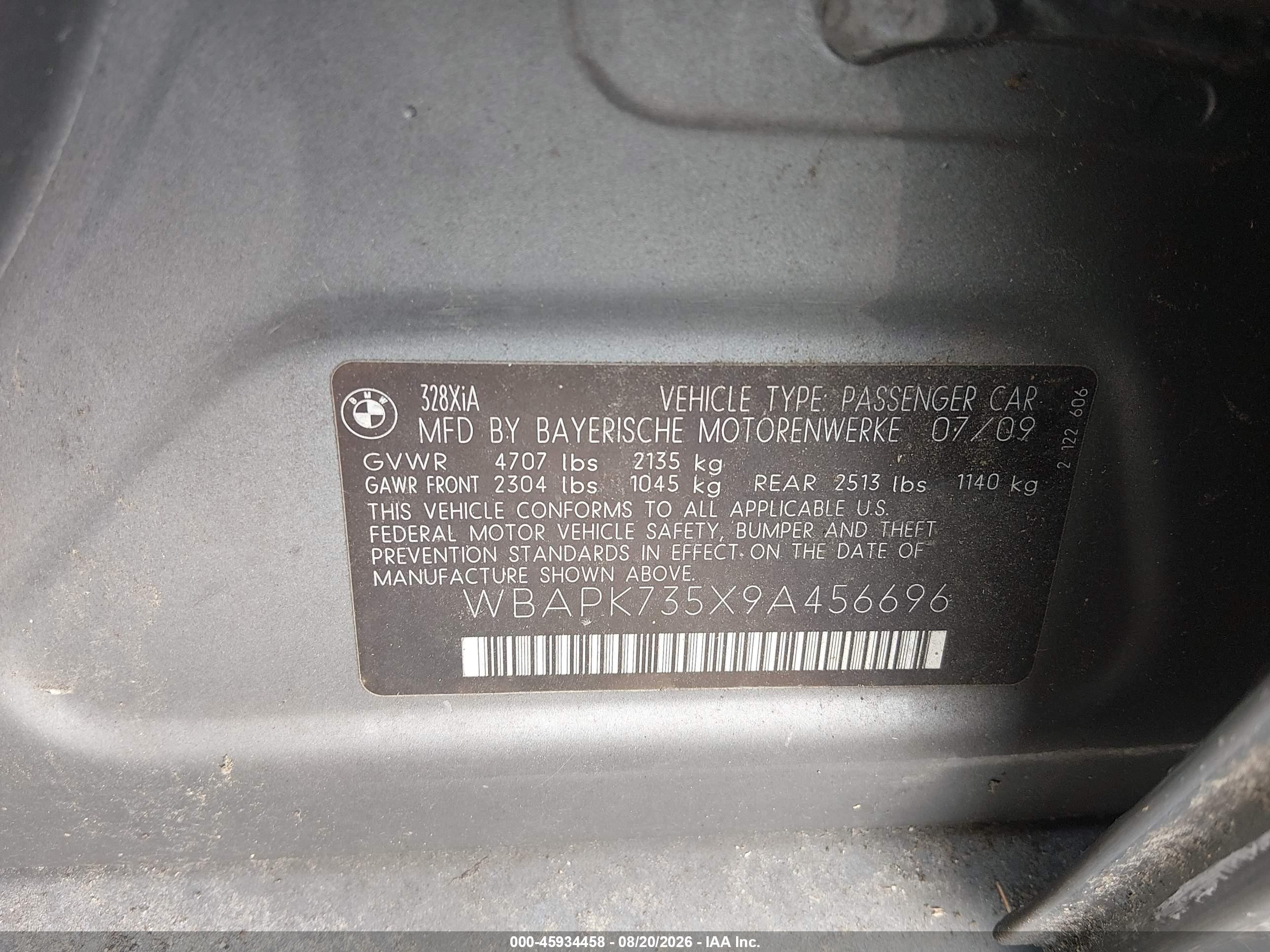 2009 Bmw 328i Xdrive Gray vin: WBAPK735X9A456696