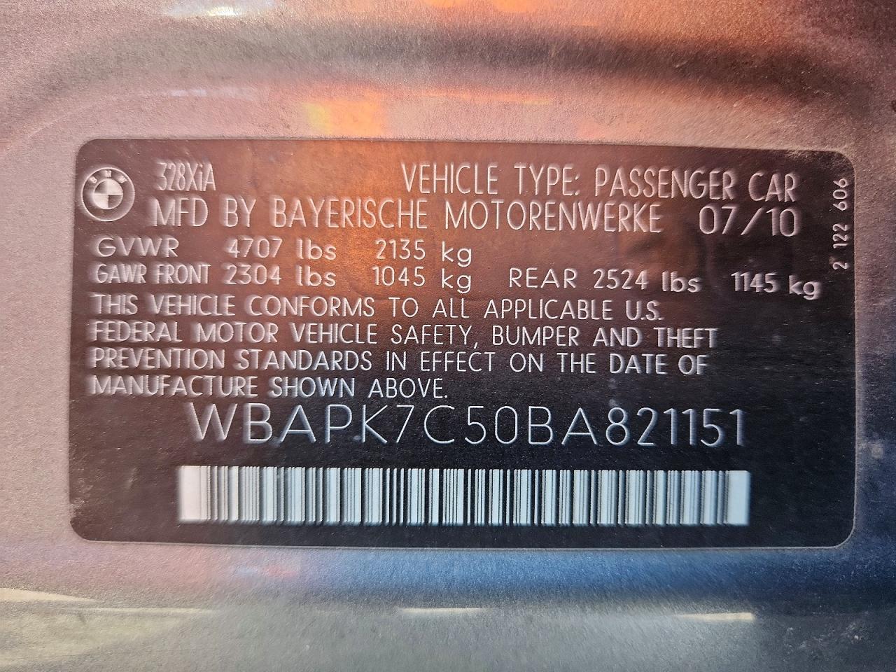 2011 Bmw 328 Xi Gray vin: WBAPK7C50BA821151