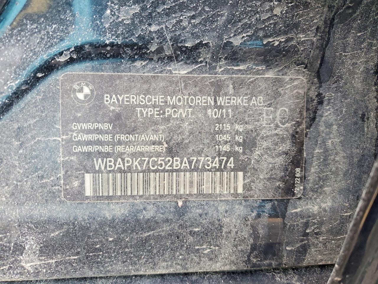 2011 Bmw 328 Xi Black vin: WBAPK7C52BA773474