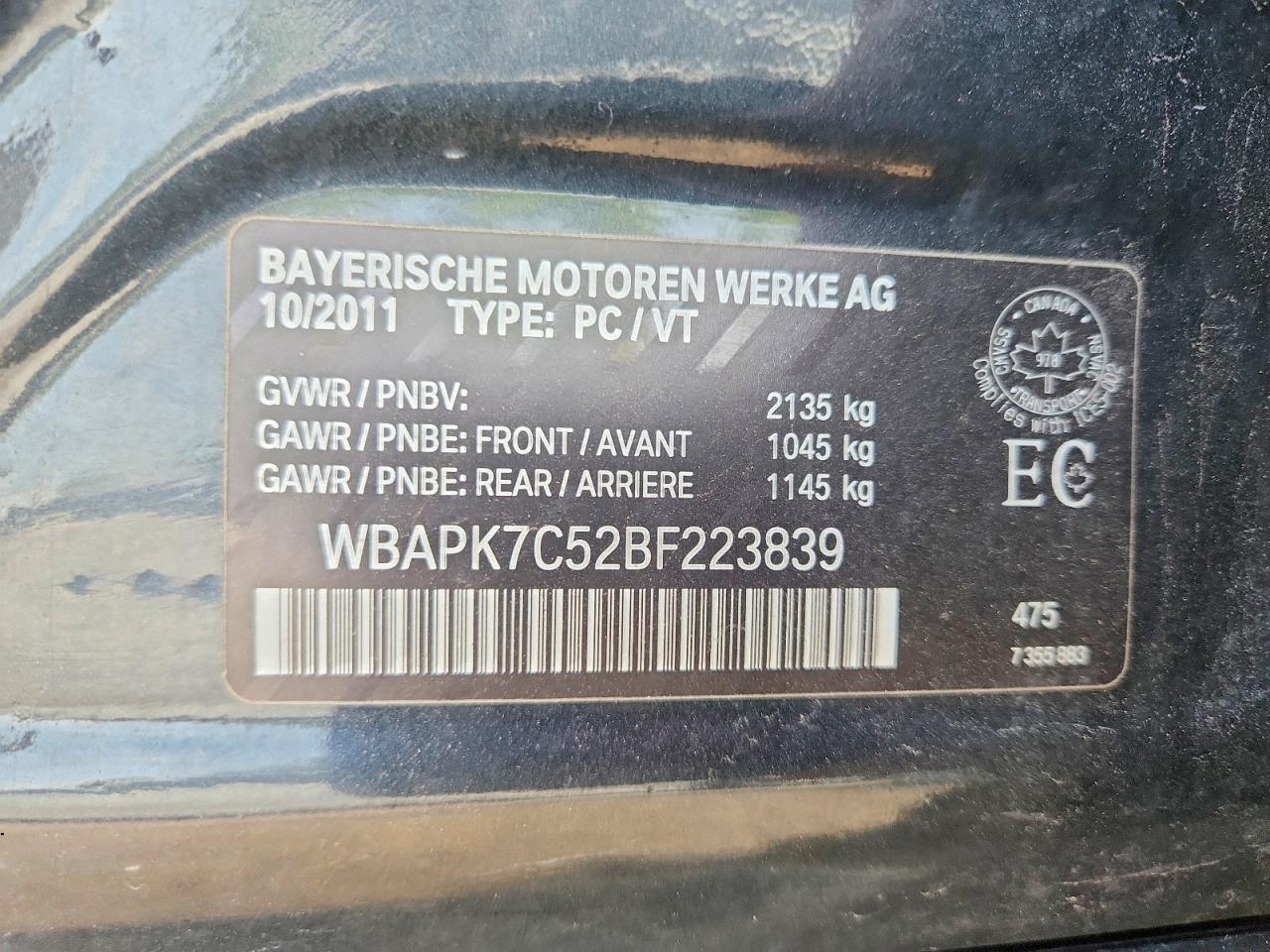 2011 Bmw 328 Xi Black vin: WBAPK7C52BF223839