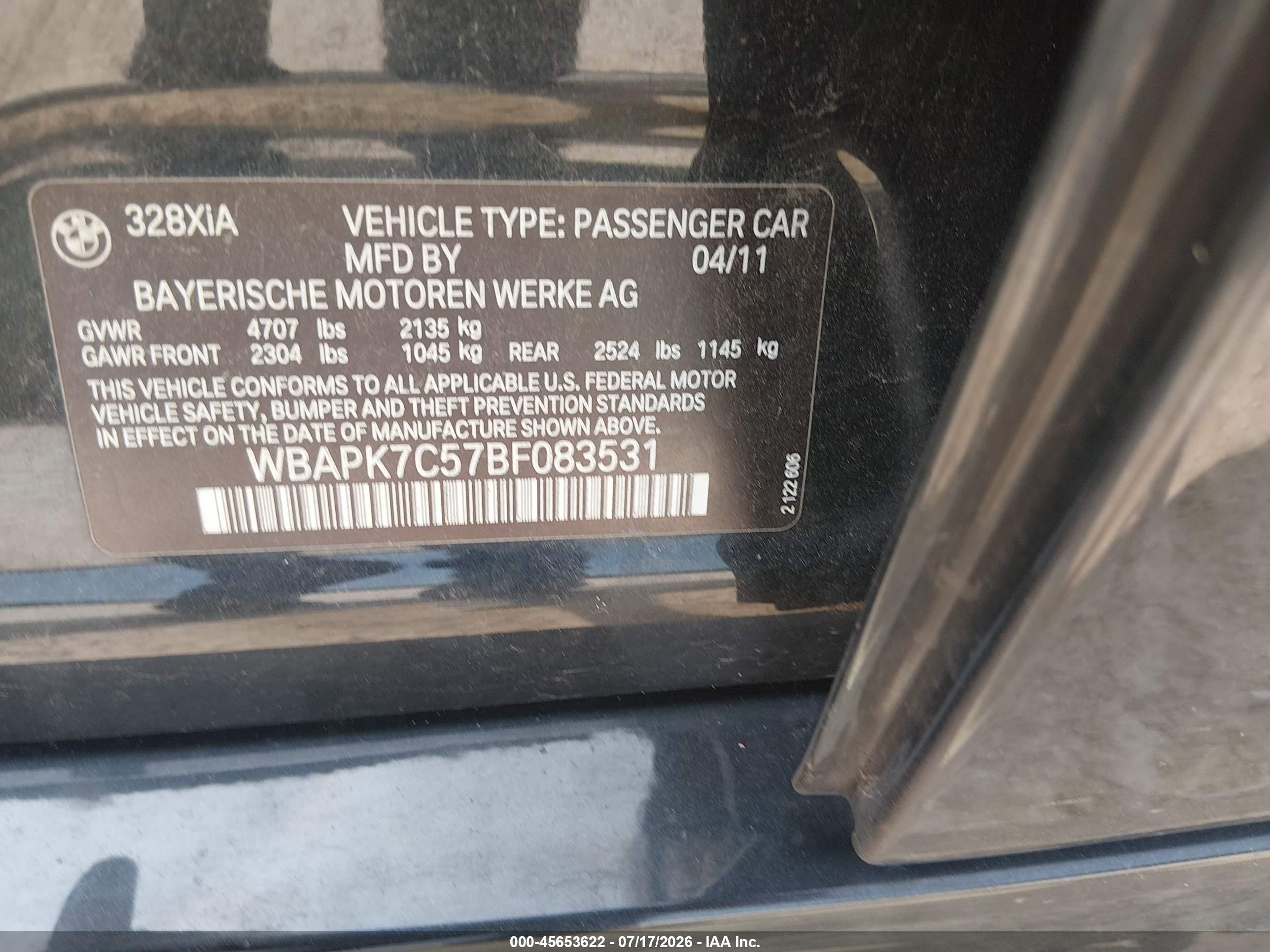 2011 Bmw 328i Xdrive Black vin: WBAPK7C57BF083531