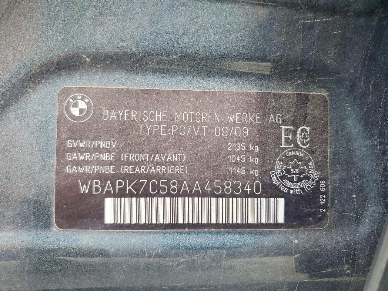 2010 Bmw 328 Xi Green vin: WBAPK7C58AA458340