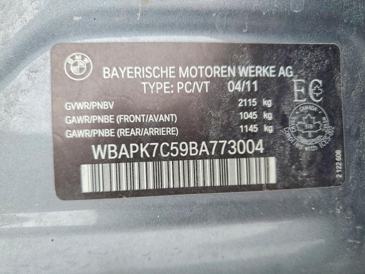 2011 Bmw 328 Xi Серебряный vin: WBAPK7C59BA773004